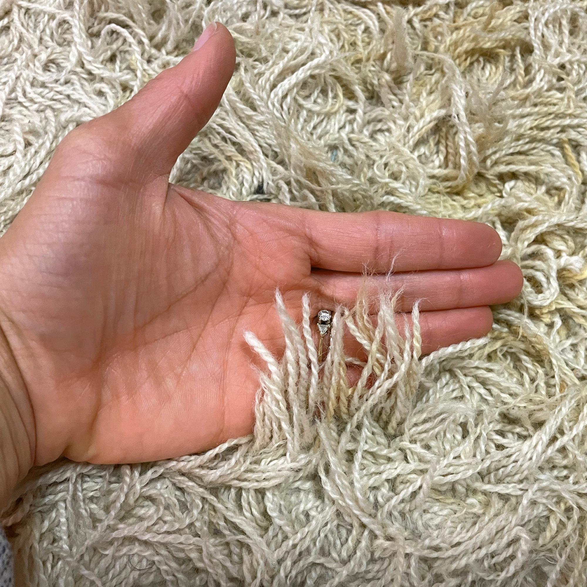 Lana Tappeto Svangstaryan Beige Ombre quasi 11 x 7 in lana svedese Rya in vendita