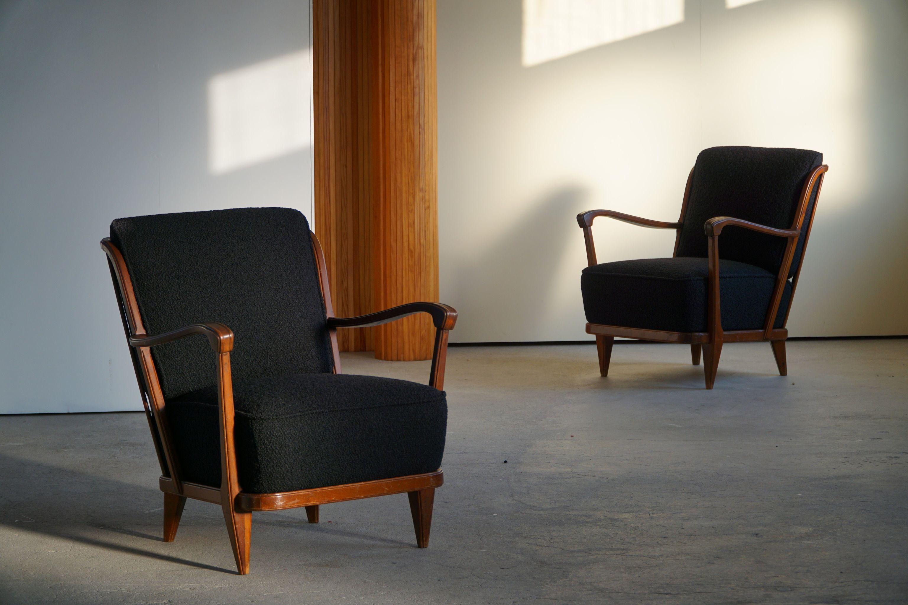Svante Skogh, a Pair of Art Deco Lounge Chairs, Swedish Modern, Linköping, 1940s 6
