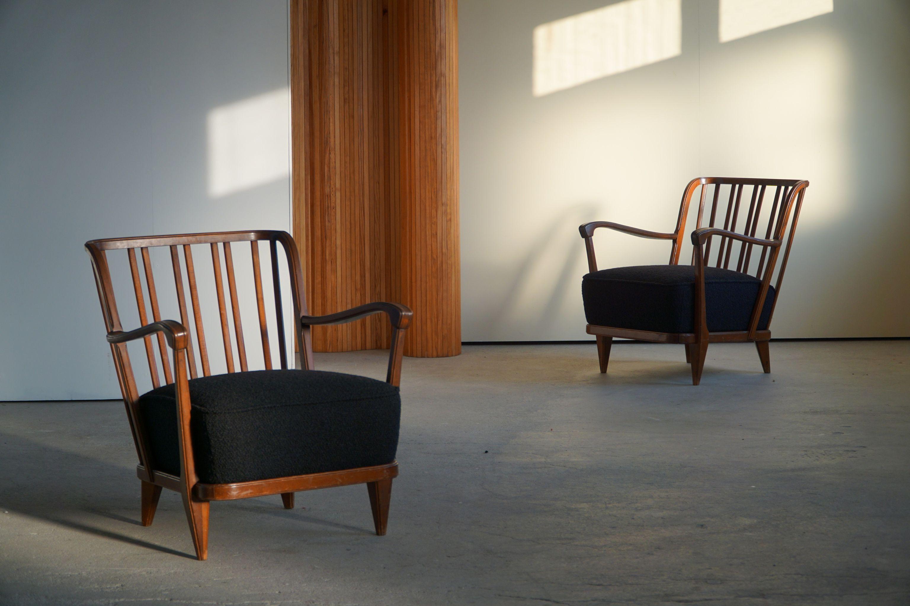 Svante Skogh, a Pair of Art Deco Lounge Chairs, Swedish Modern, Linköping, 1940s 8