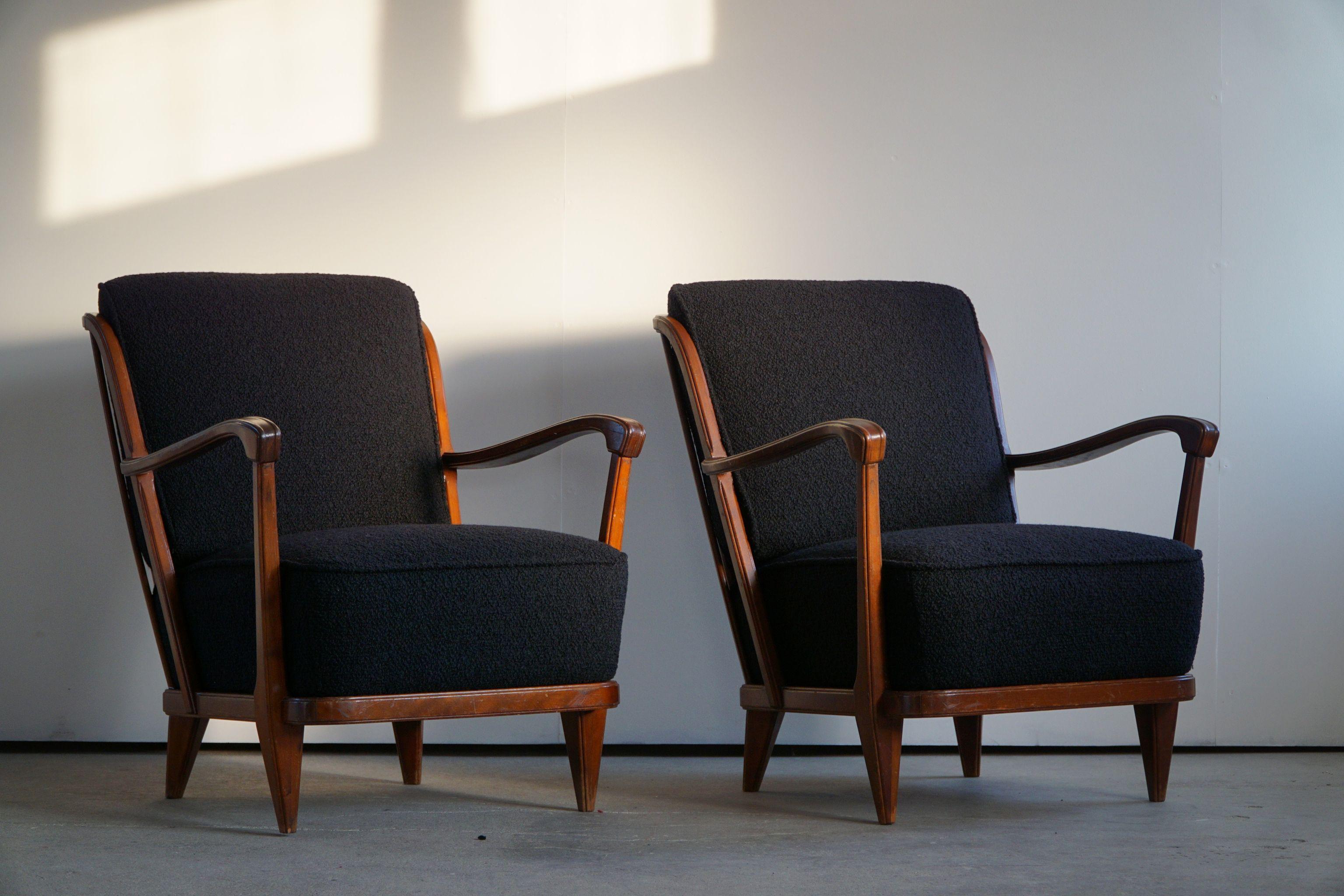 Svante Skogh, a Pair of Art Deco Lounge Chairs, Swedish Modern, Linköping, 1940s 10