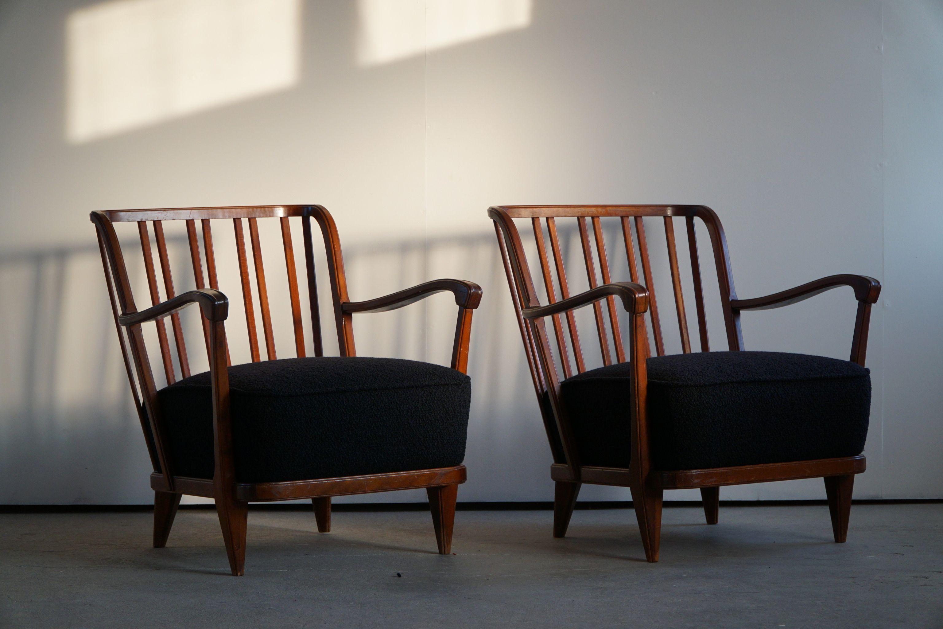 Svante Skogh, a Pair of Art Deco Lounge Chairs, Swedish Modern, Linköping, 1940s 12