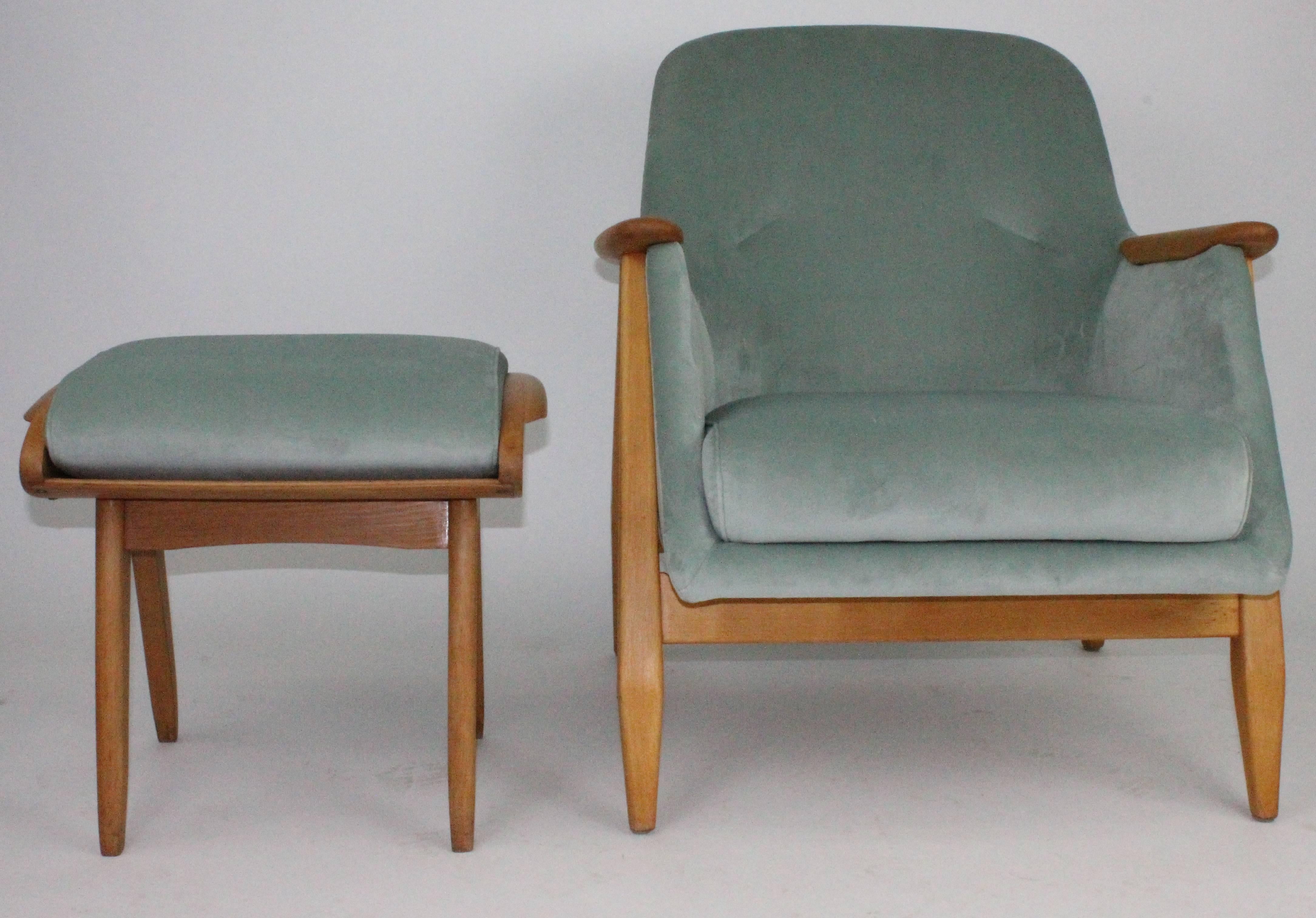 Svante Skogh Chair with Stool for Asko Finland, Design 1954 For Sale 2