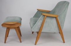 Svante Skogh Stuhl mit Hocker für Asko Finnland, Design 1954