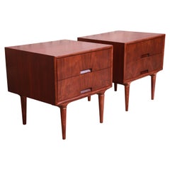 Svante Skogh for Seffle Swedish Modern Teak and Brass Nightstands, Restored