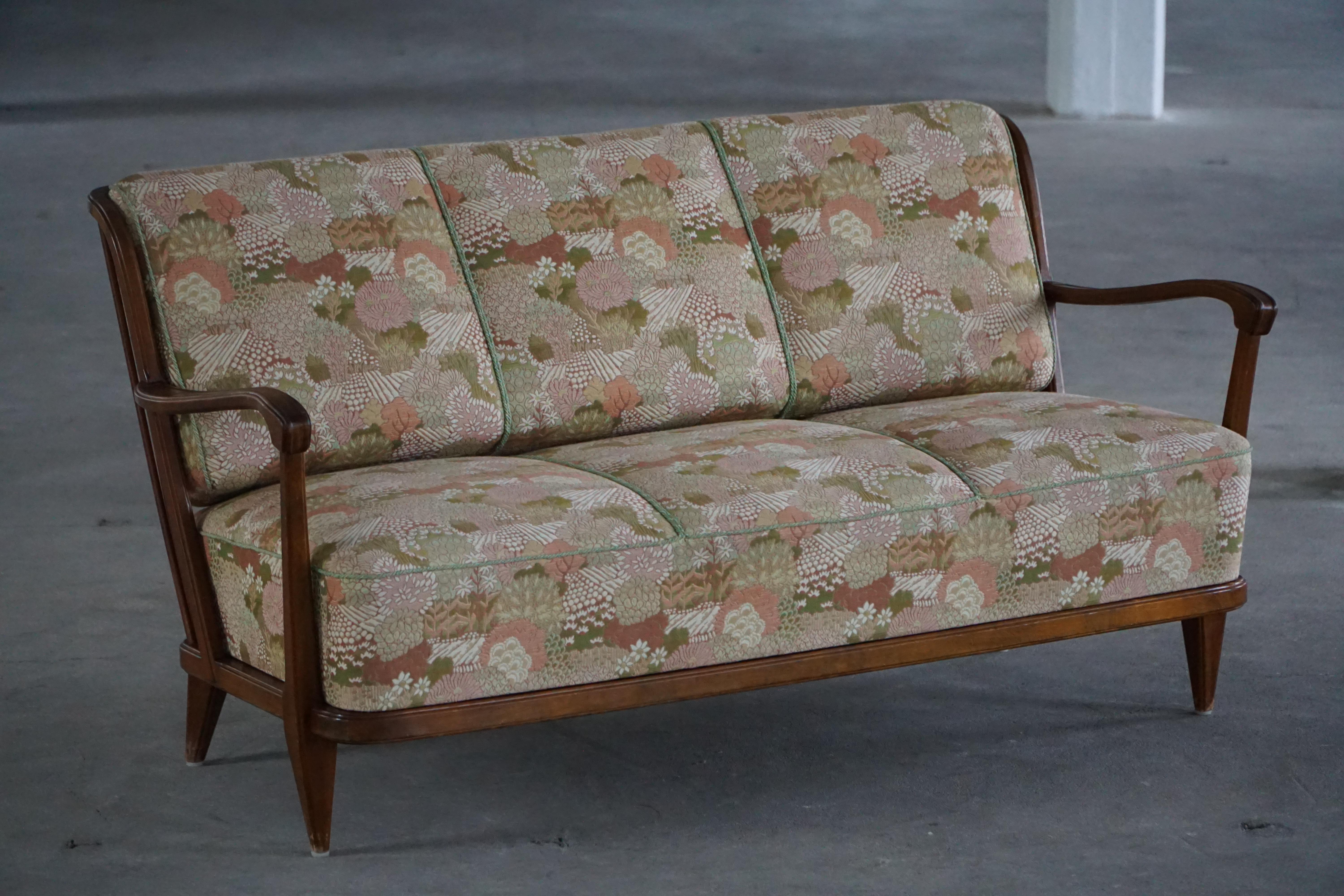 Svante Skogh, Canapé autoportant en tissu floral, moderne suédois, années 1940 en vente 7