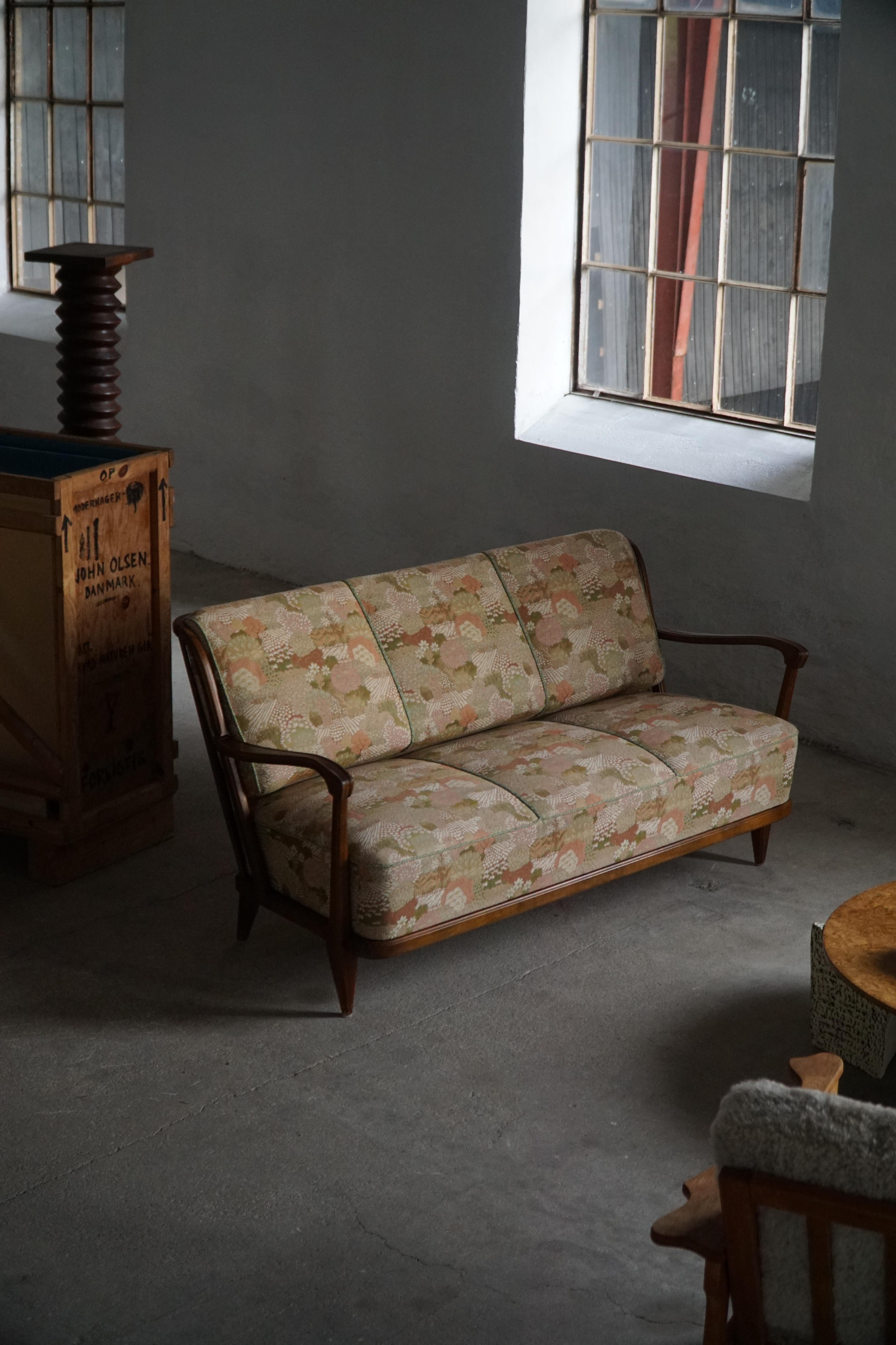 Mid-Century Modern Svante Skogh, Canapé autoportant en tissu floral, moderne suédois, années 1940 en vente