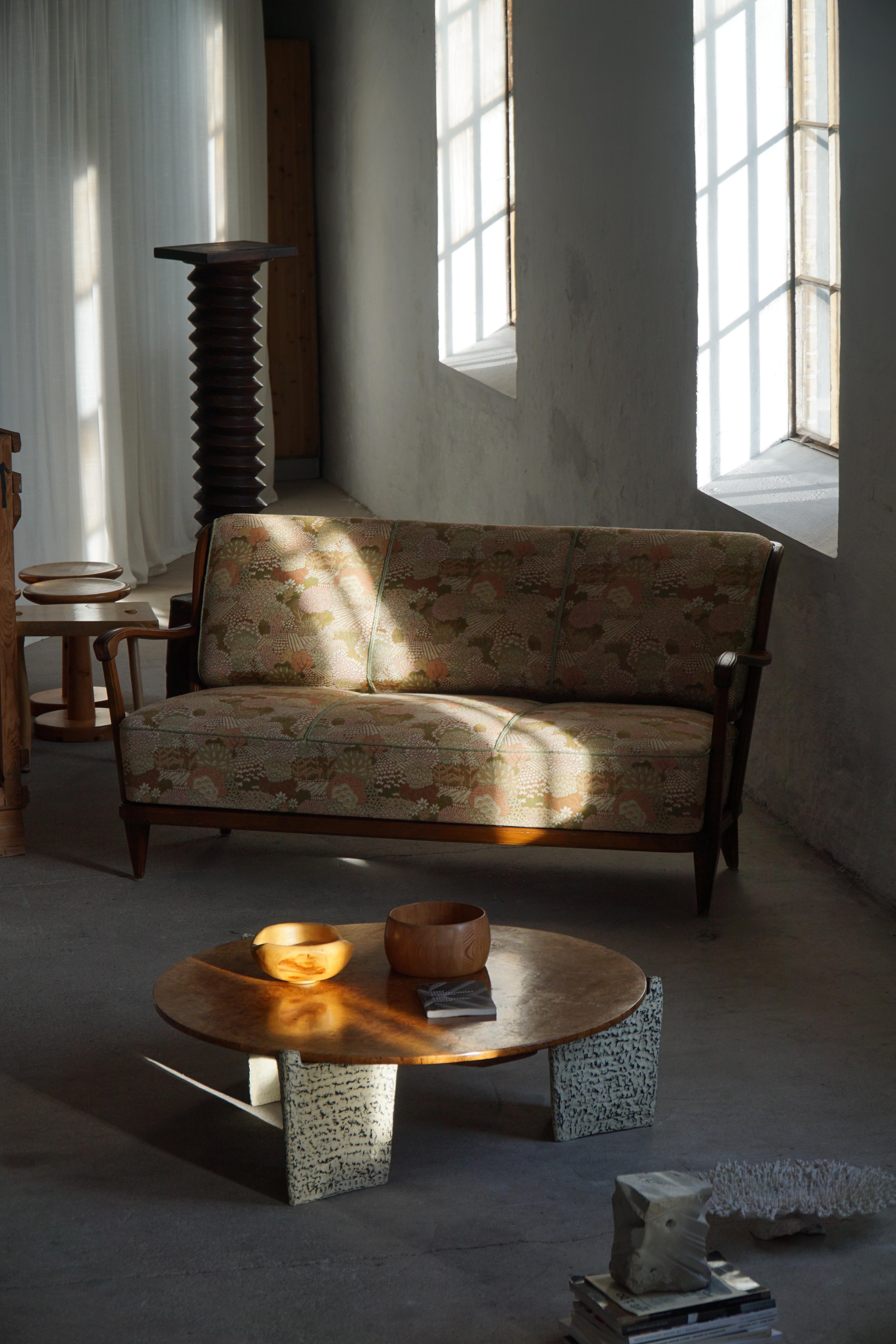 Suédois Svante Skogh, Canapé autoportant en tissu floral, moderne suédois, années 1940 en vente