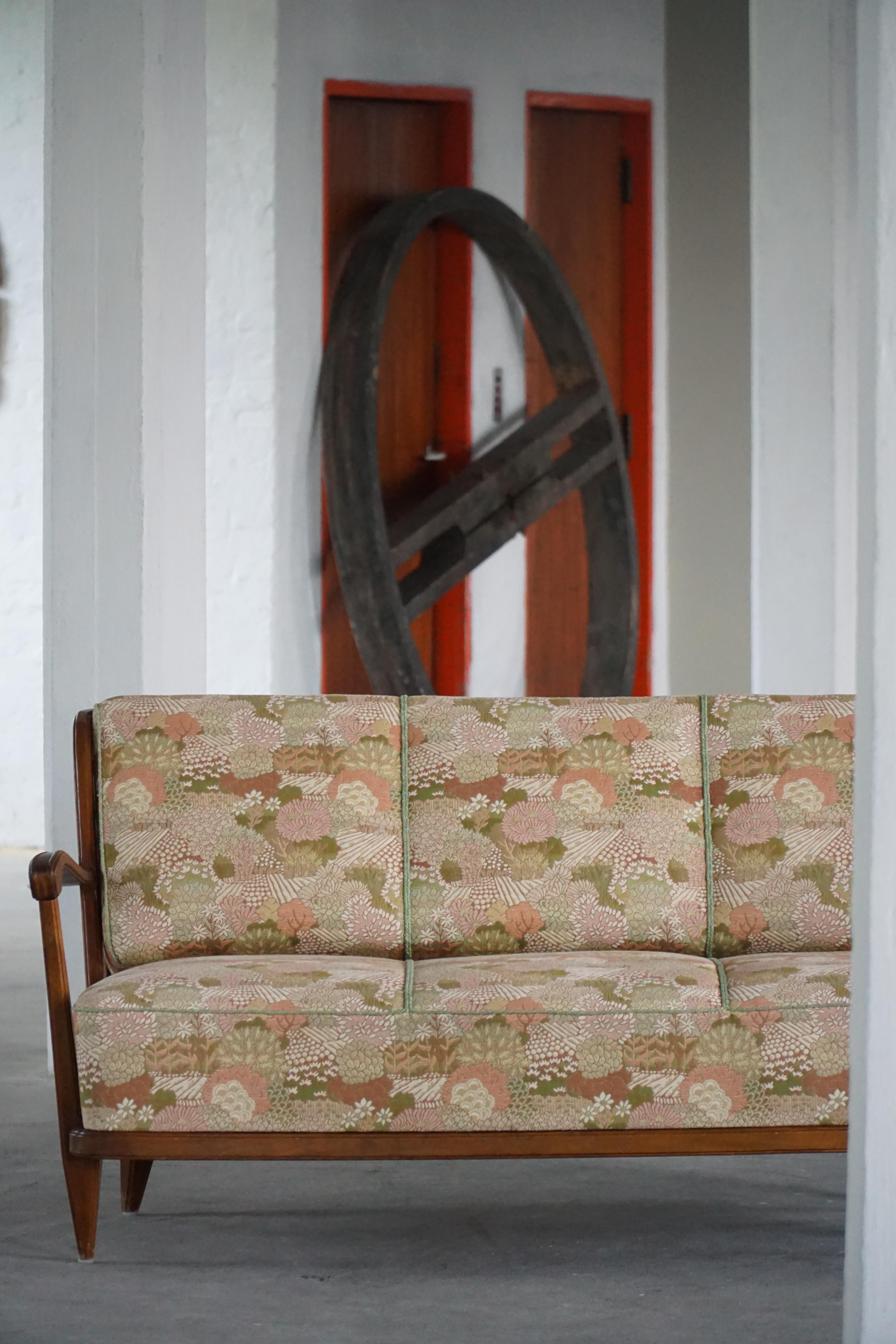 Tissu Svante Skogh, Canapé autoportant en tissu floral, moderne suédois, années 1940 en vente