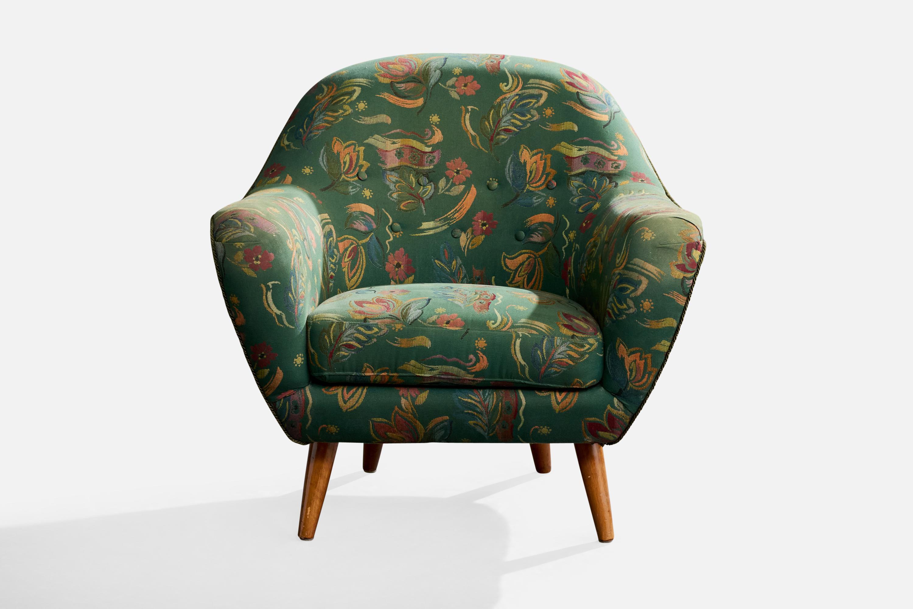 Mid-Century Modern Svante Skogh, chaise longue, Wood, tissu, Suède, années 1950 en vente