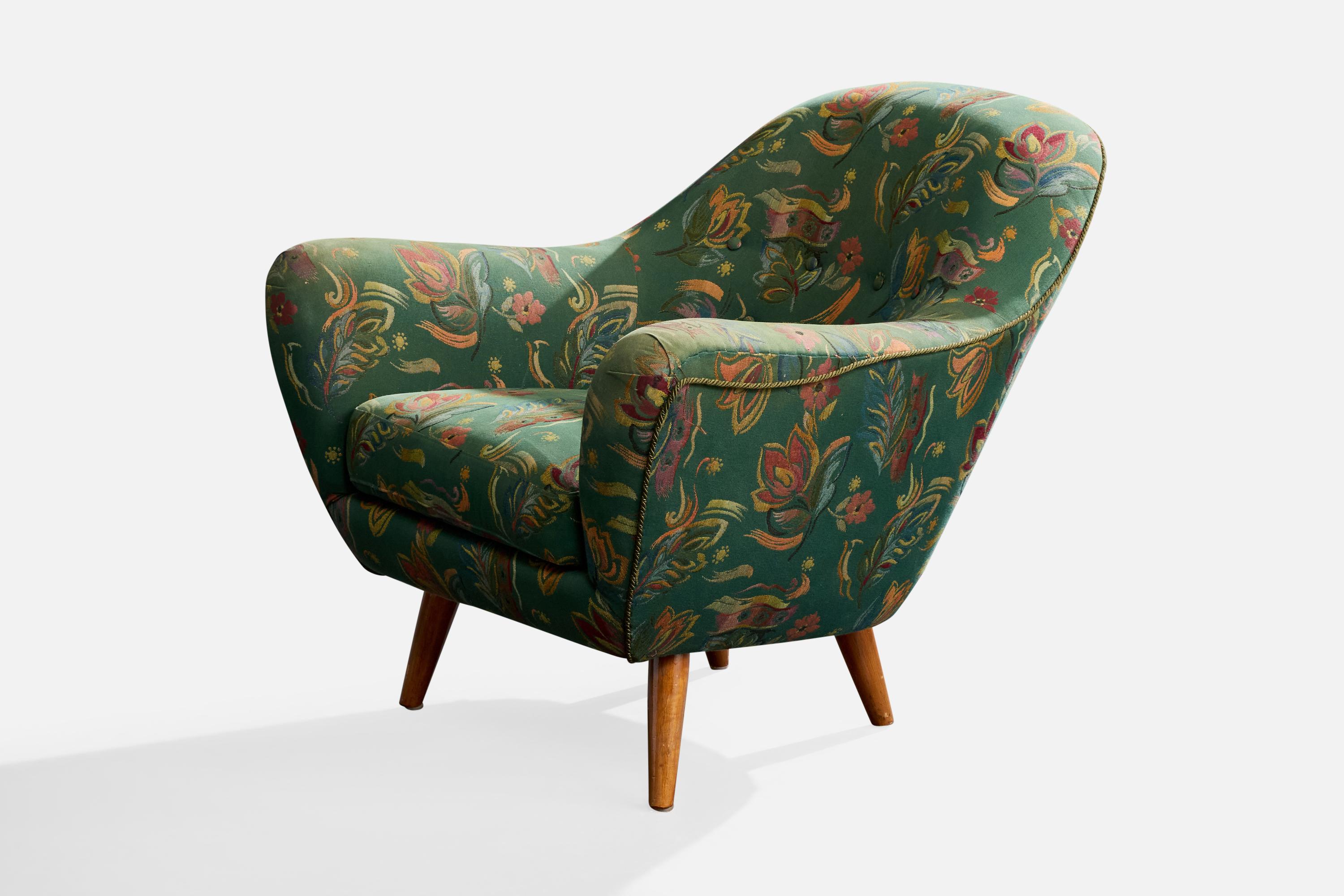 Suédois Svante Skogh, chaise longue, Wood, tissu, Suède, années 1950 en vente