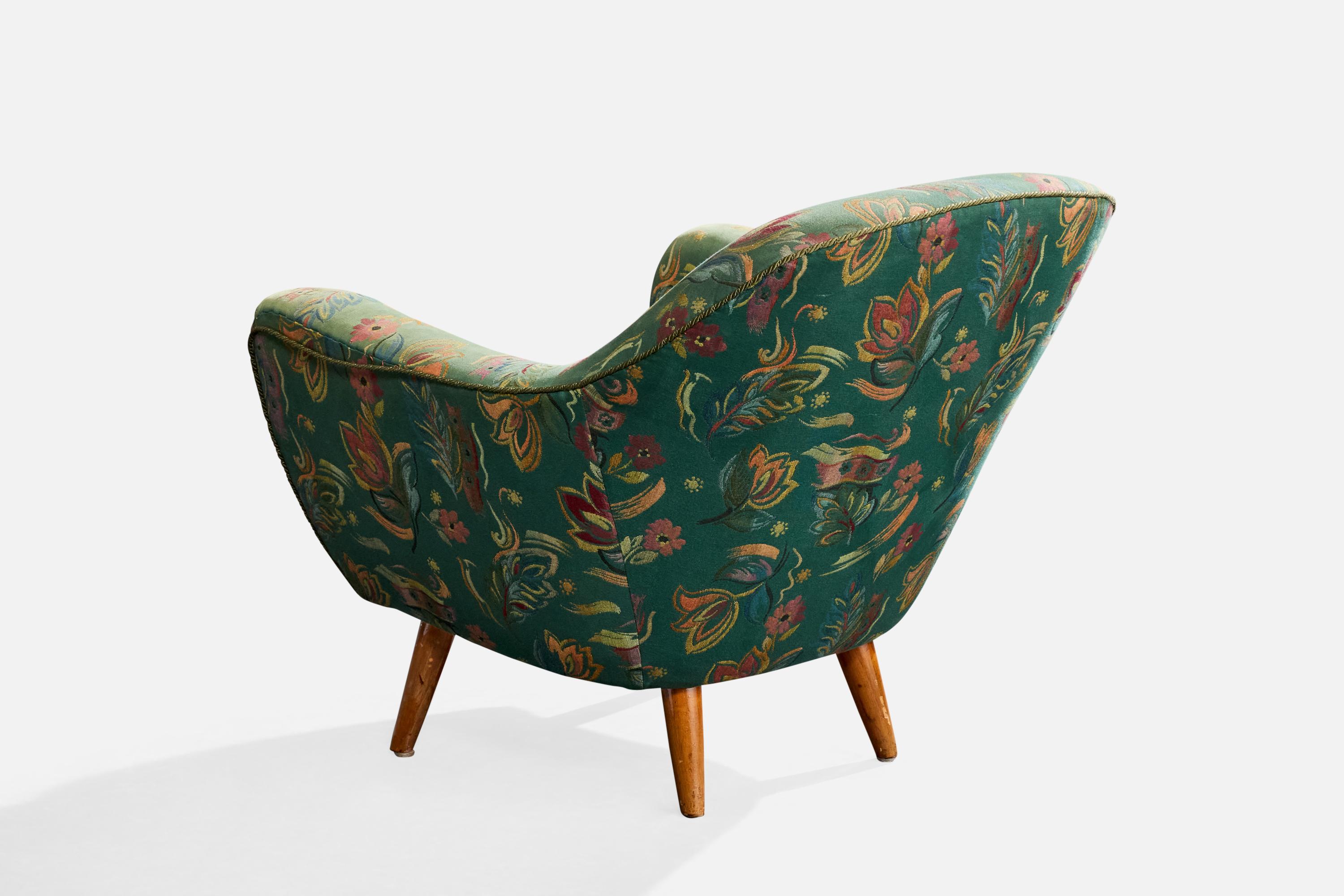 Svante Skogh, chaise longue, Wood, tissu, Suède, années 1950 État moyen - En vente à High Point, NC