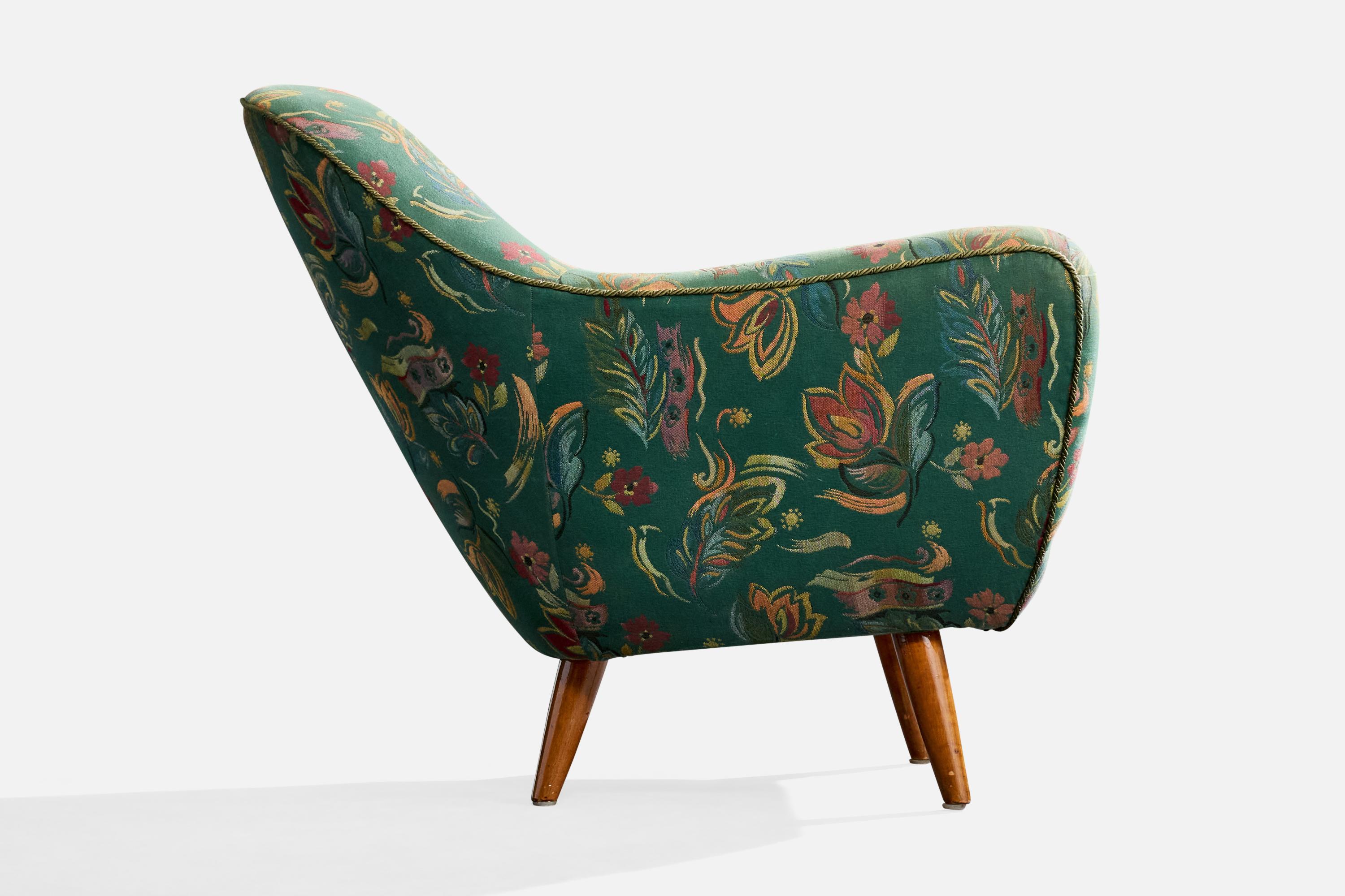 Milieu du XXe siècle Svante Skogh, chaise longue, Wood, tissu, Suède, années 1950 en vente