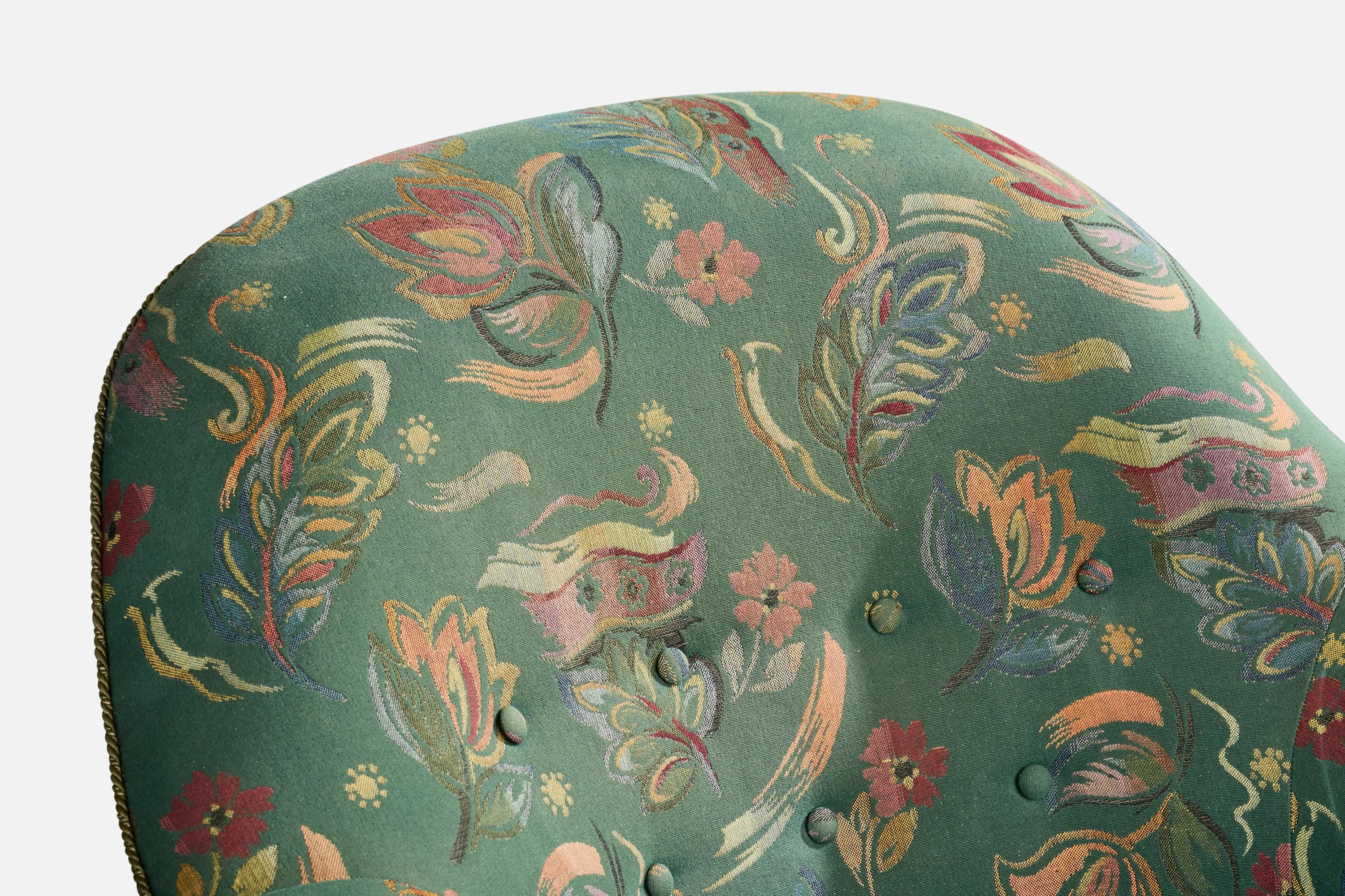 Svante Skogh, chaise longue, Wood, tissu, Suède, années 1950 en vente 1