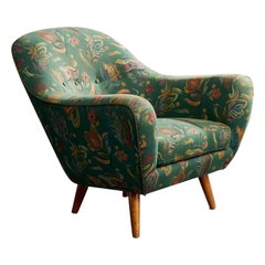 Svante Skogh, Lounge Chair, Wood, Fabric, Sweden, 1950s