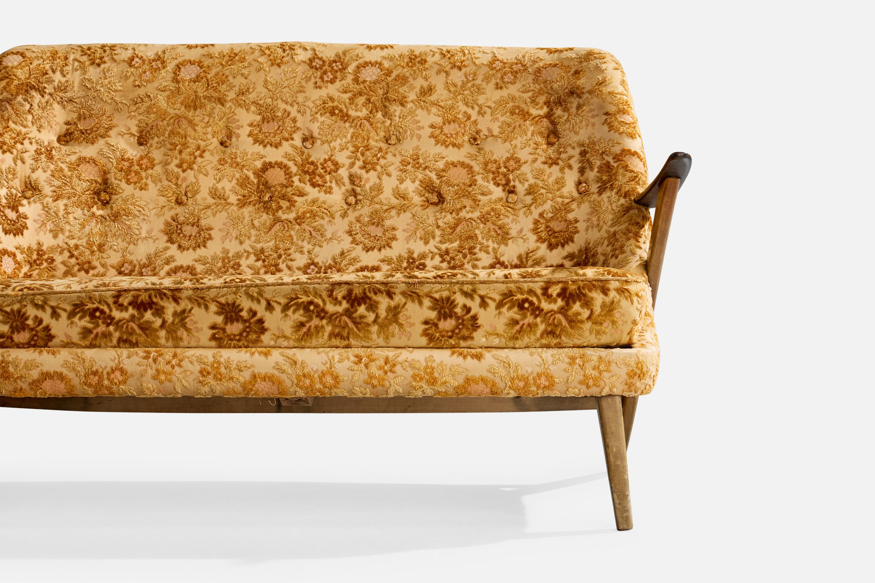 Svante Skogh, Sofa, Holz, Stoff, Schweden, 1950er Jahre im Angebot 1