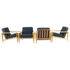 Svante Skogh, Two Pairs of "Bodö" Lounge Chairs. Swedish 1950s with Oak Frame