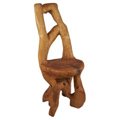Svarun, Rustic, Solid Wood Chair, Carved from Single Piece of Wood, Logniture