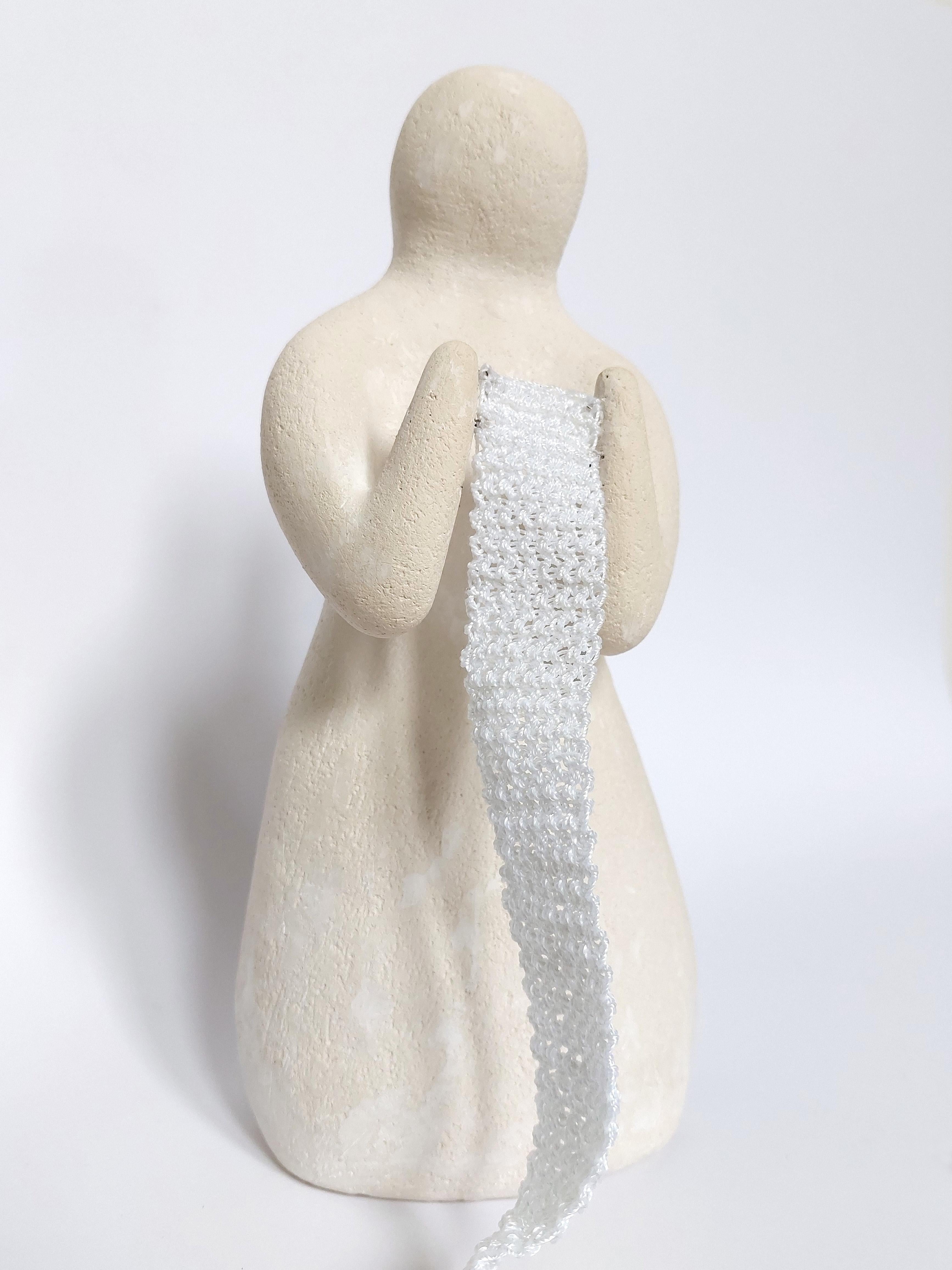 Figure of a woman. Ceramic sculpture with meaning. Feminine energy. White Way. For Sale 2