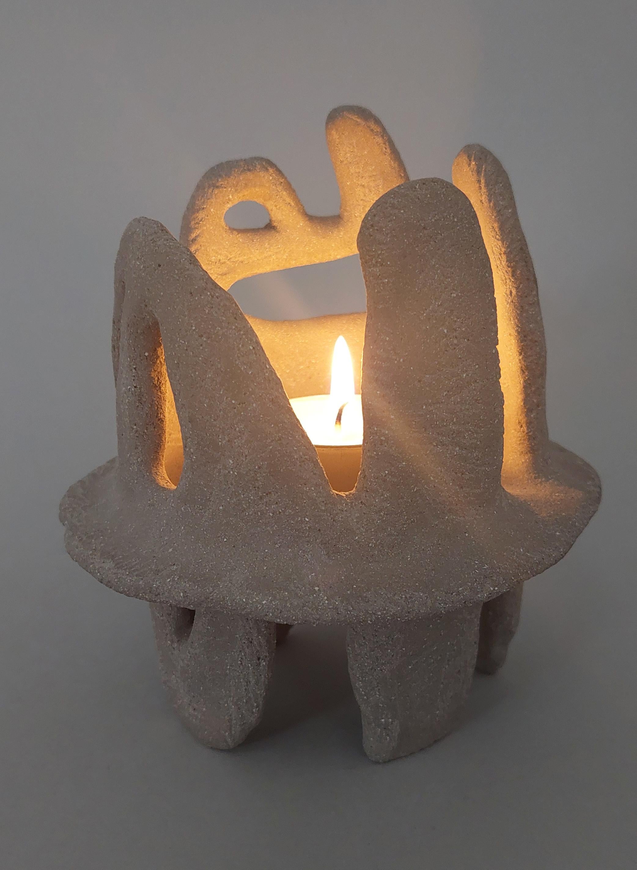 Small abstract sculpture. Ancient candle holder. For Sale 2