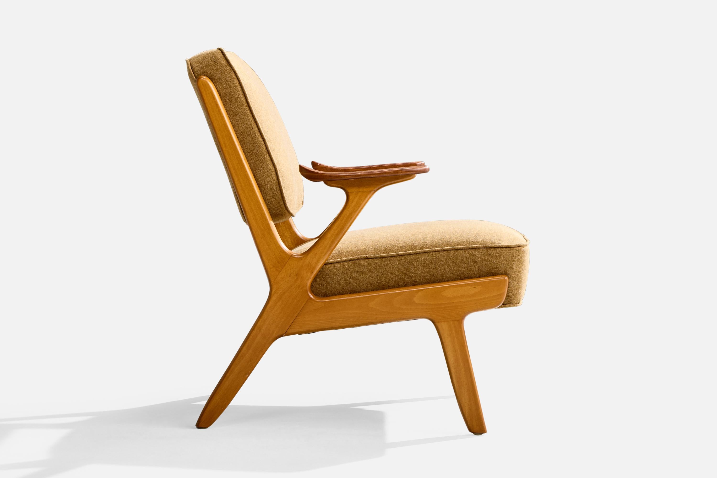 Metà XX secolo Svegards Markaryd, Sedia da salotto, Wood, Fabrice, Svezia, anni 50 in vendita