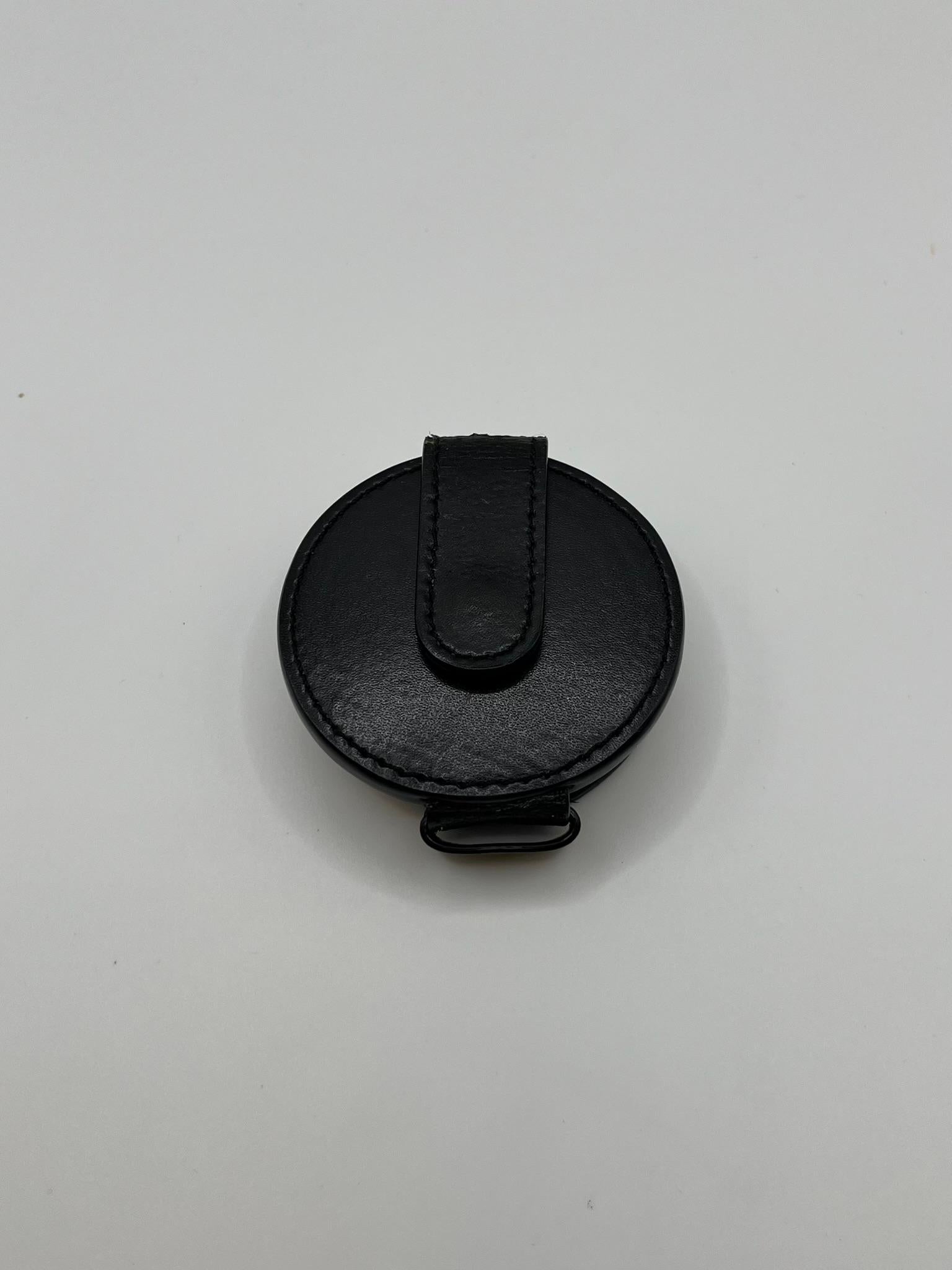 Swiza steel travel alarm clock with black leather - Swiss made For Sale 5