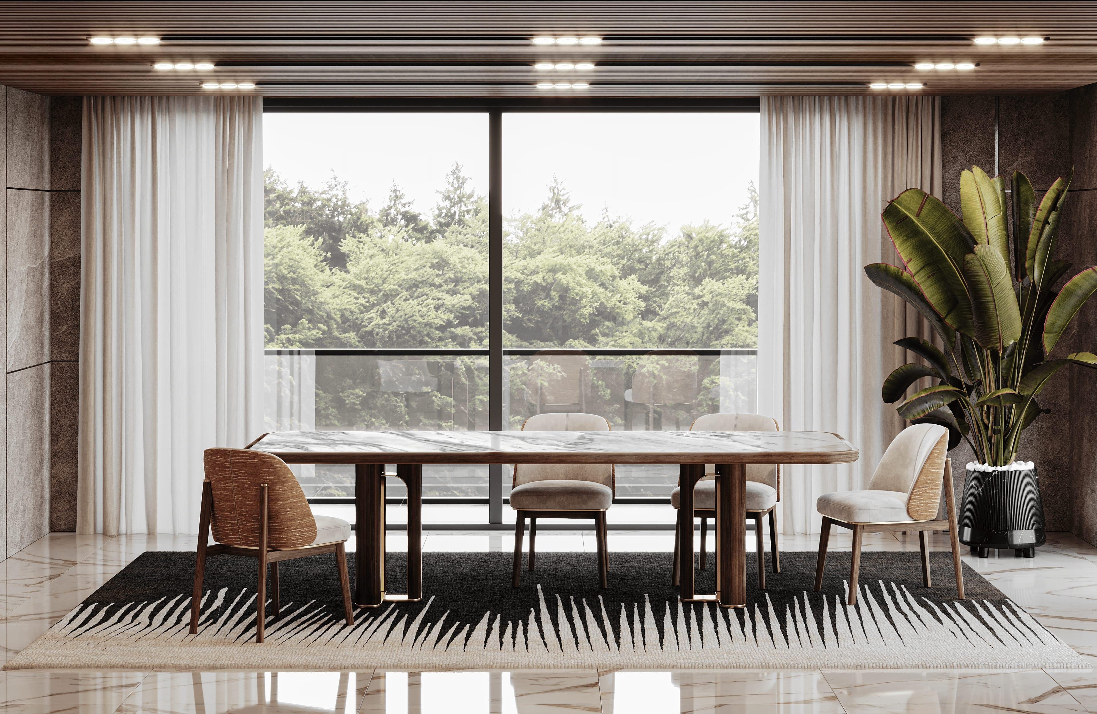 Contemporary Svelte Elise Chair with Wooden Legs and Metal Detail For Sale