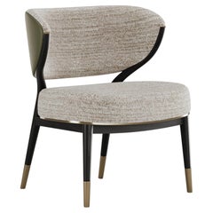 Svelte Palmer Armchair With Stained Oak And Back In Leather