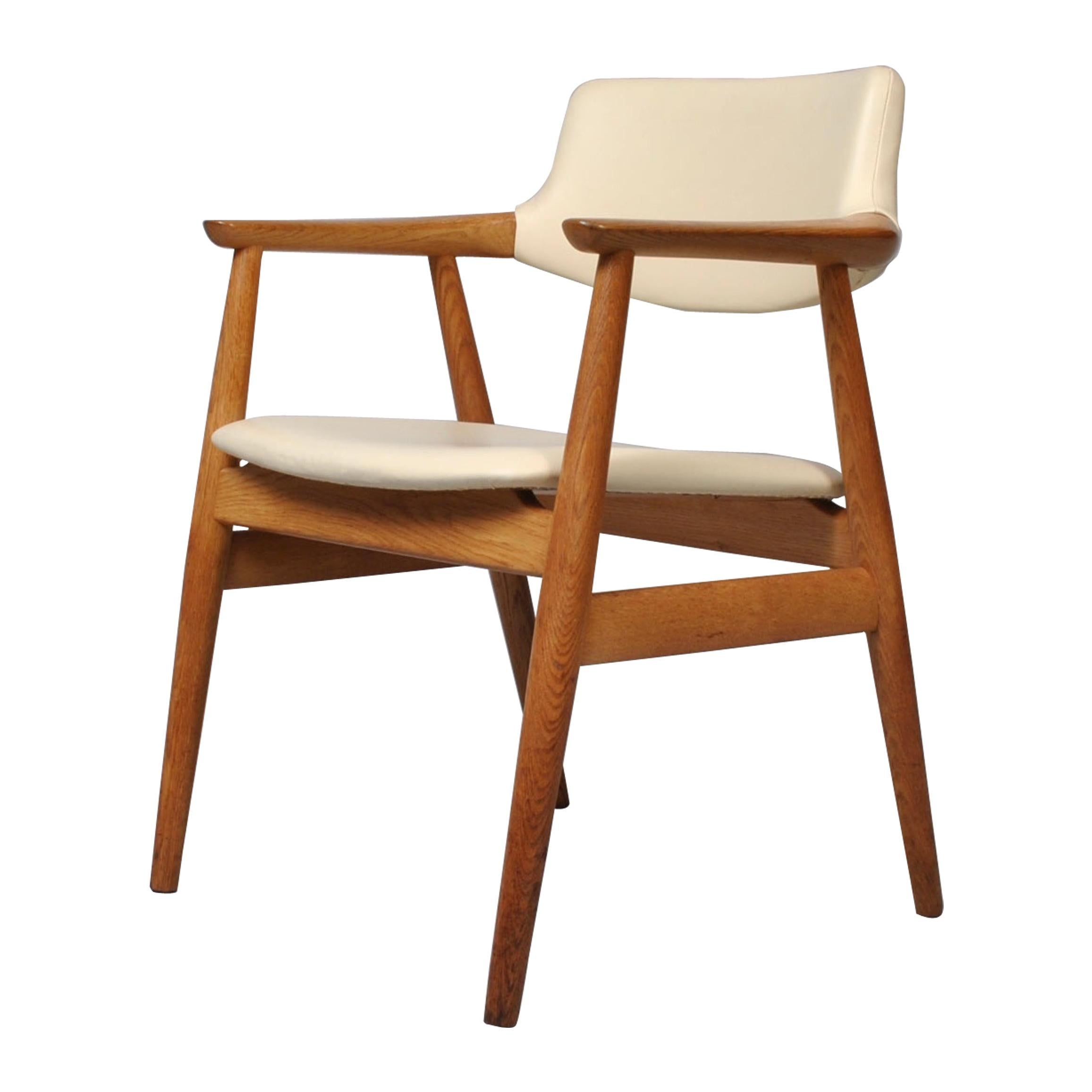 Sven Aage Eriksen Armchair, Oak and White Leather