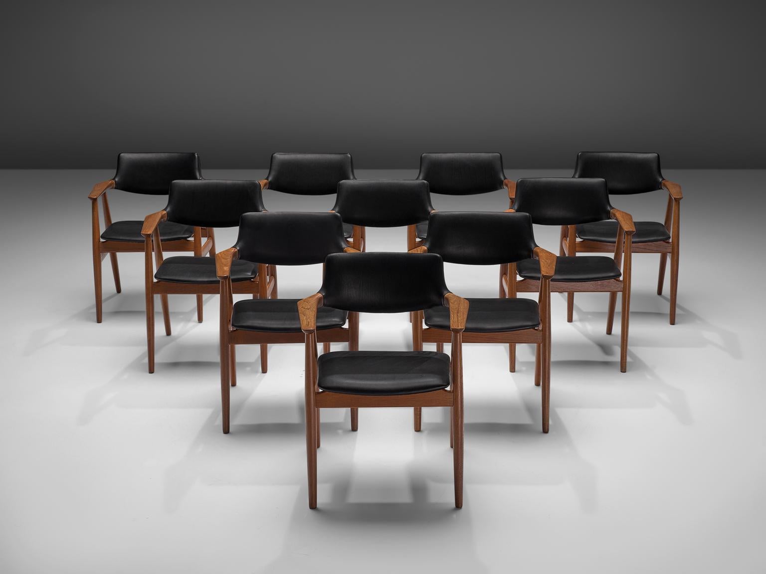 Scandinavian Modern Sven Aage Eriksen Set of Ten Reupholstered Dining Chairs, Denmark, 1960s