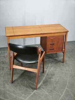 Sven Aage Madsen Teak Vanity Desk with Mirror, Denmark, 1960s