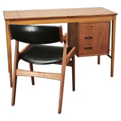 Sven Aage Madsen Teak Vanity Desk with Mirror, Denmark, 1960s