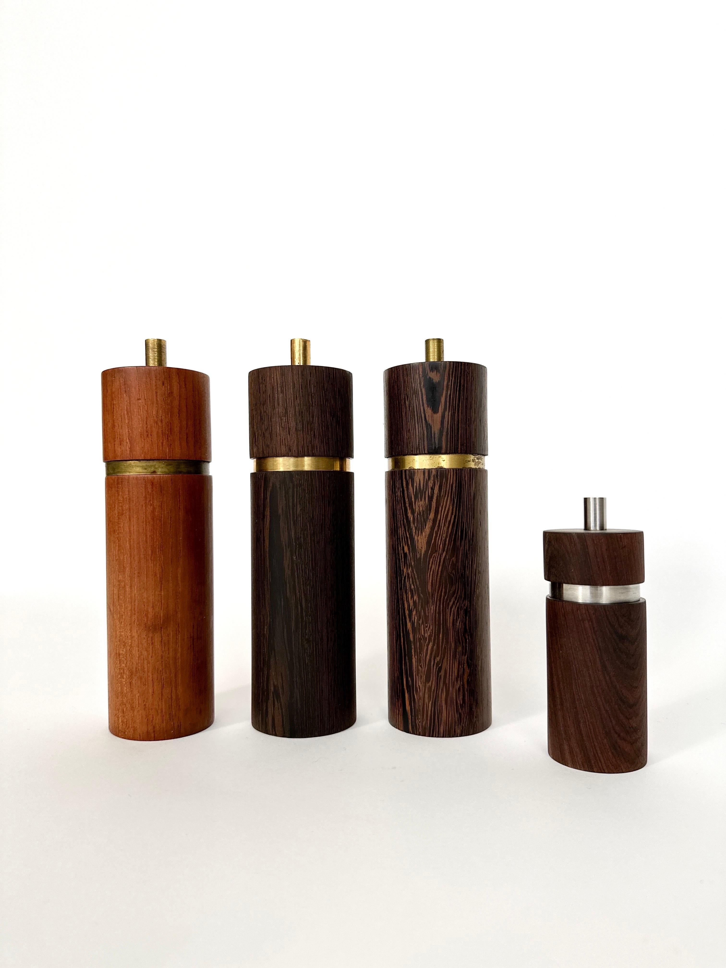 Sven Aage Petersen Pepper Mill SAAP Wenge Brass Danish Modern Denmark 1960s For Sale 4