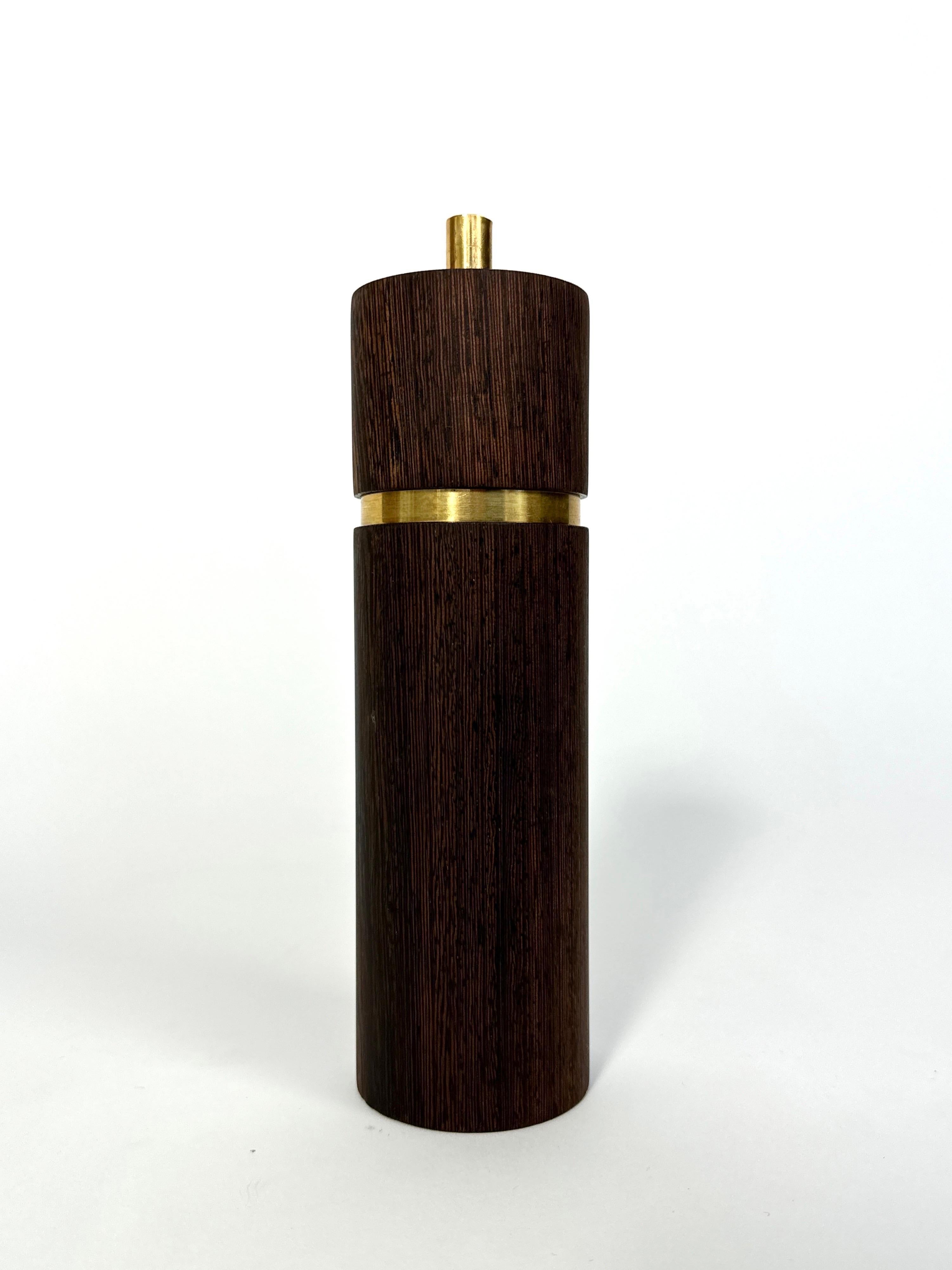 Mid-Century Modern Sven Aage Petersen Pepper Mill SAAP Wenge Brass Danish Modern Denmark 1960s For Sale