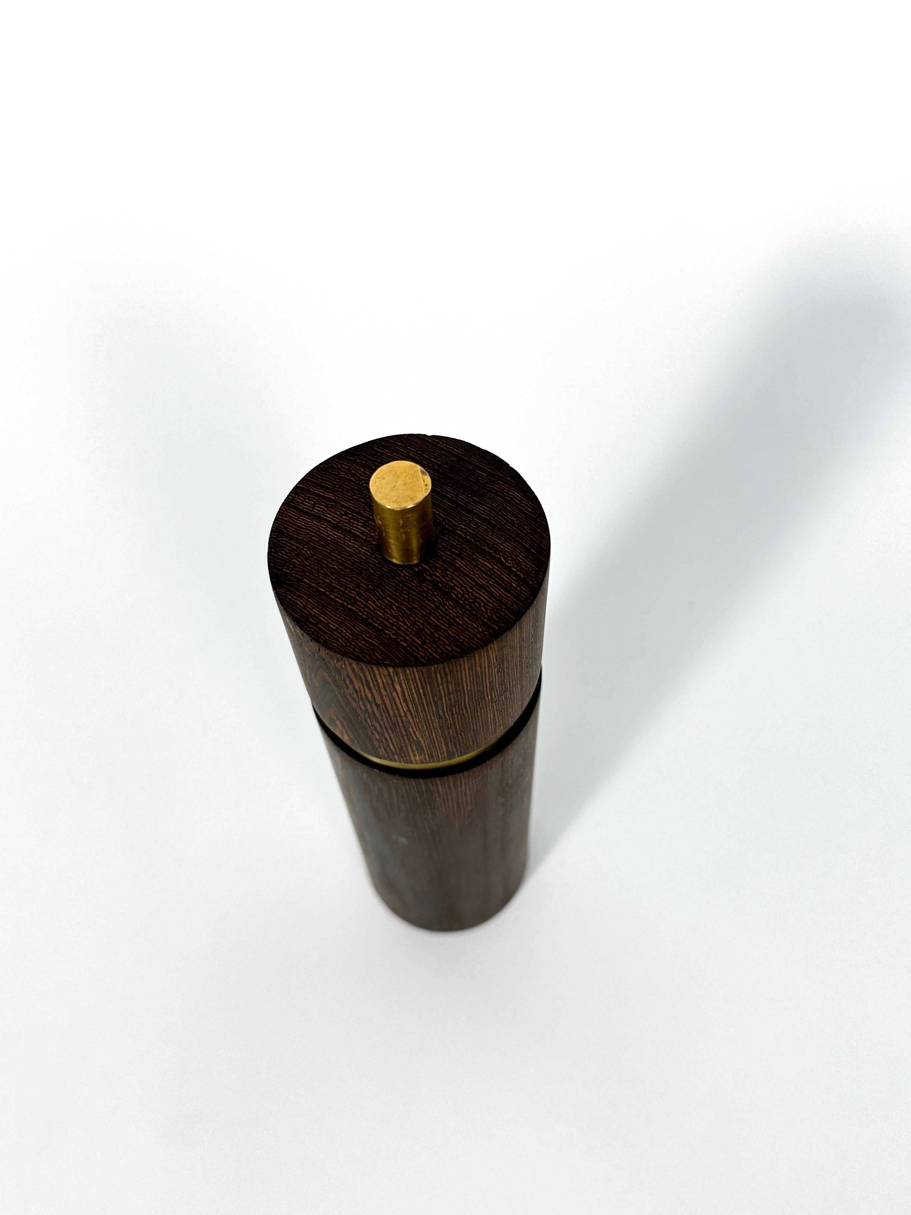 Mid-20th Century Sven Aage Petersen Pepper Mill SAAP Wenge Brass Danish Modern Denmark 1960s For Sale