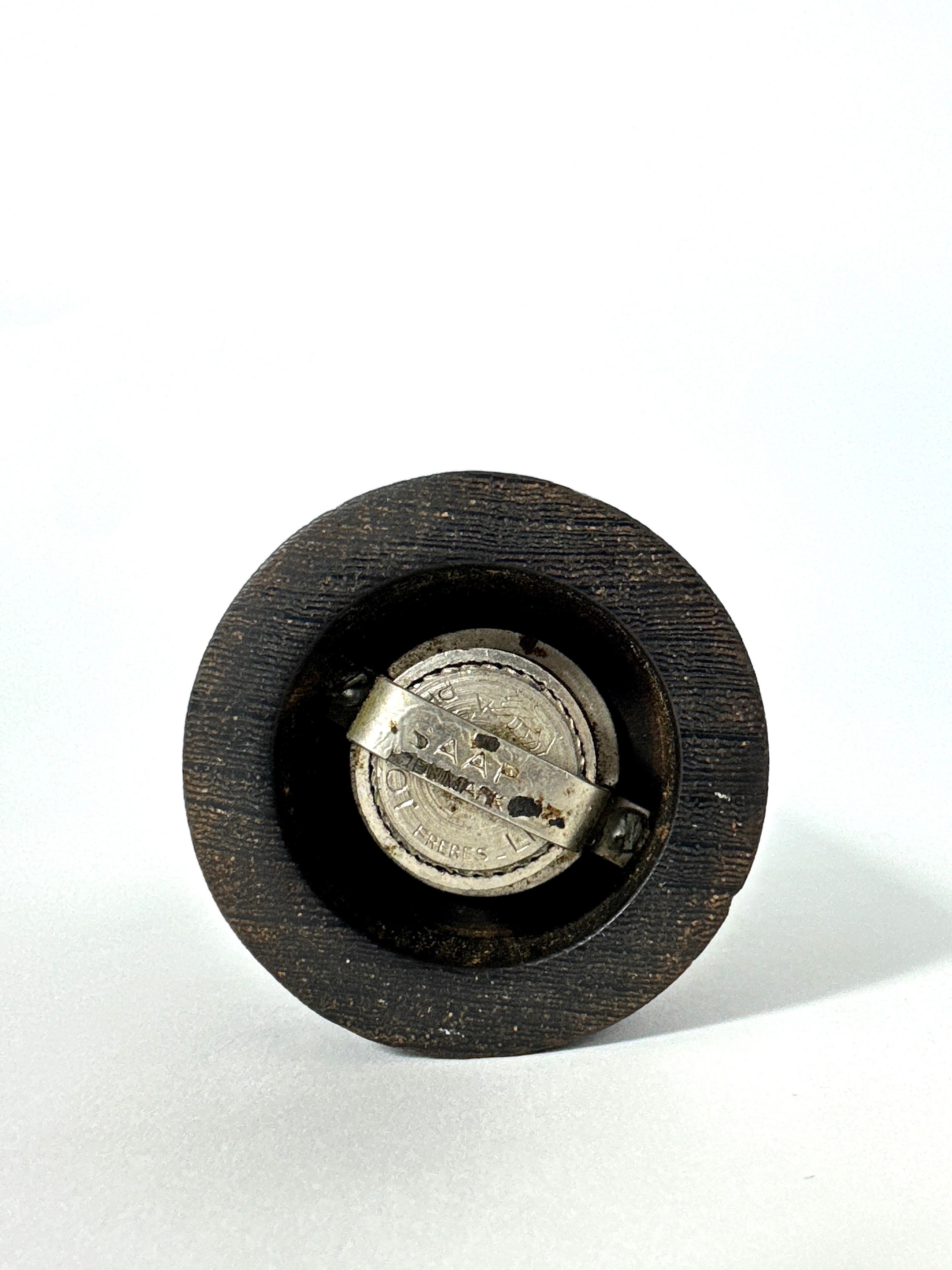 Sven Aage Petersen Pepper Mill SAAP Wenge Brass Danish Modern Denmark 1960s For Sale 3