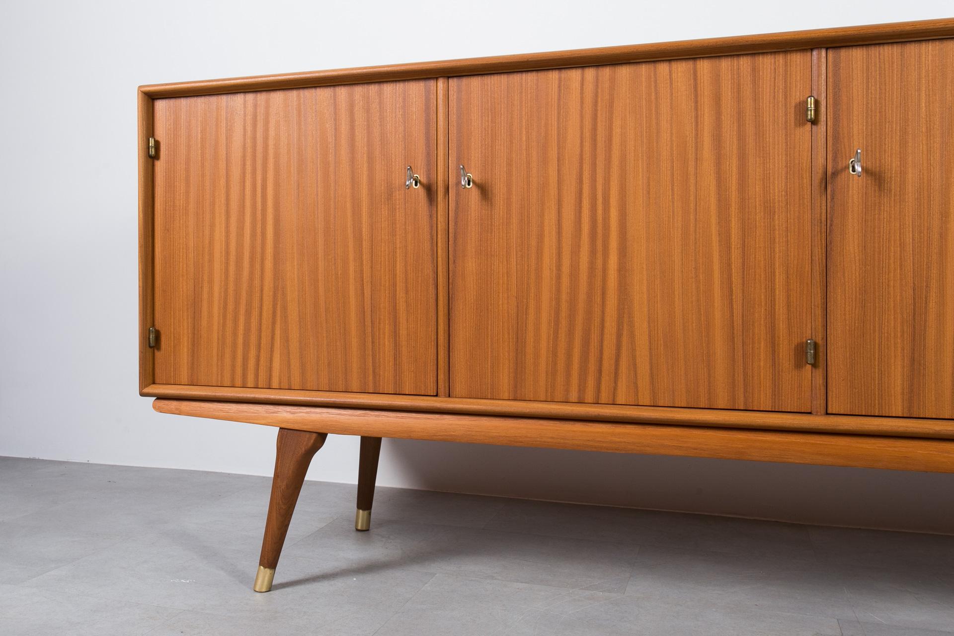 Brass Sven Andersen Sideboard in Teak, Scandinavian Modern, Mid Century Modern, 1950s For Sale