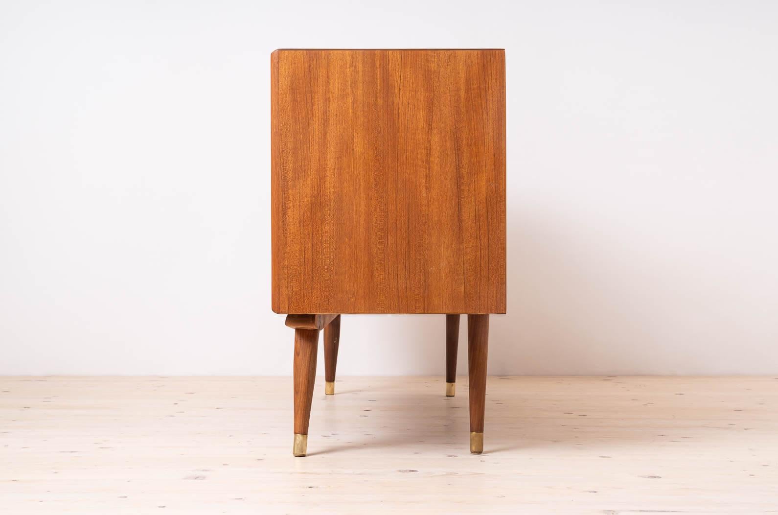 Brass Sven Andersen Sideboard in Teak, Scandinavian Modern, Mid Century Modern, 1950s