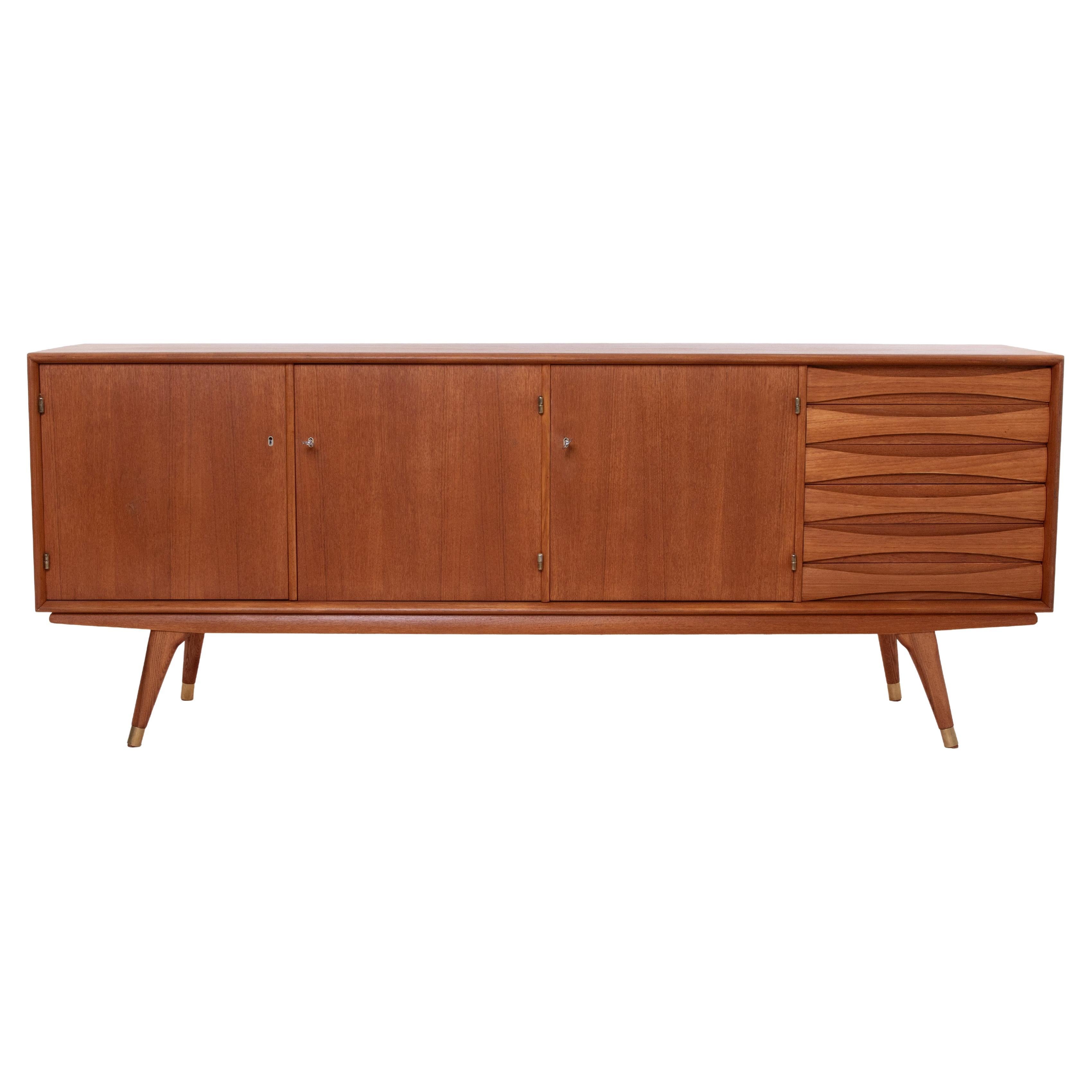 Buffet en teck de Sven Andersen, Scandinavian Modern, Mid-Century Modern, 1950s en vente