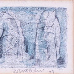 Sven Berlin, British 20th Century, For sculpture of horse' head, monotype