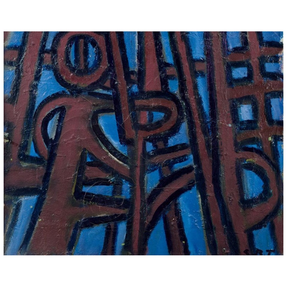 Sven Bertil Thorell, Sweden artist. Oil on canvas. Abstract composition 1960s