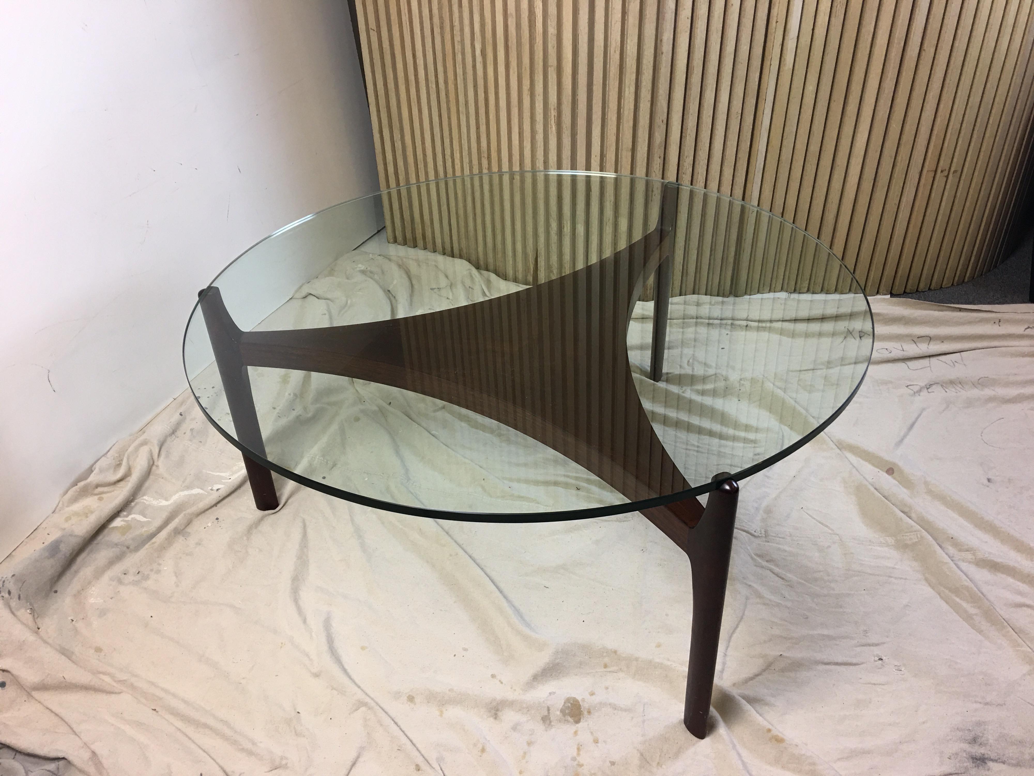 Sven Ellekaer Danish Glass and Teak Coffee Table 1