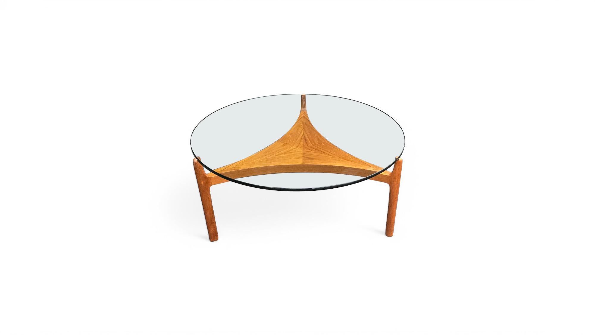 Verre Table basse en teck Sven Ellekaer pour Christian Linnberg en vente