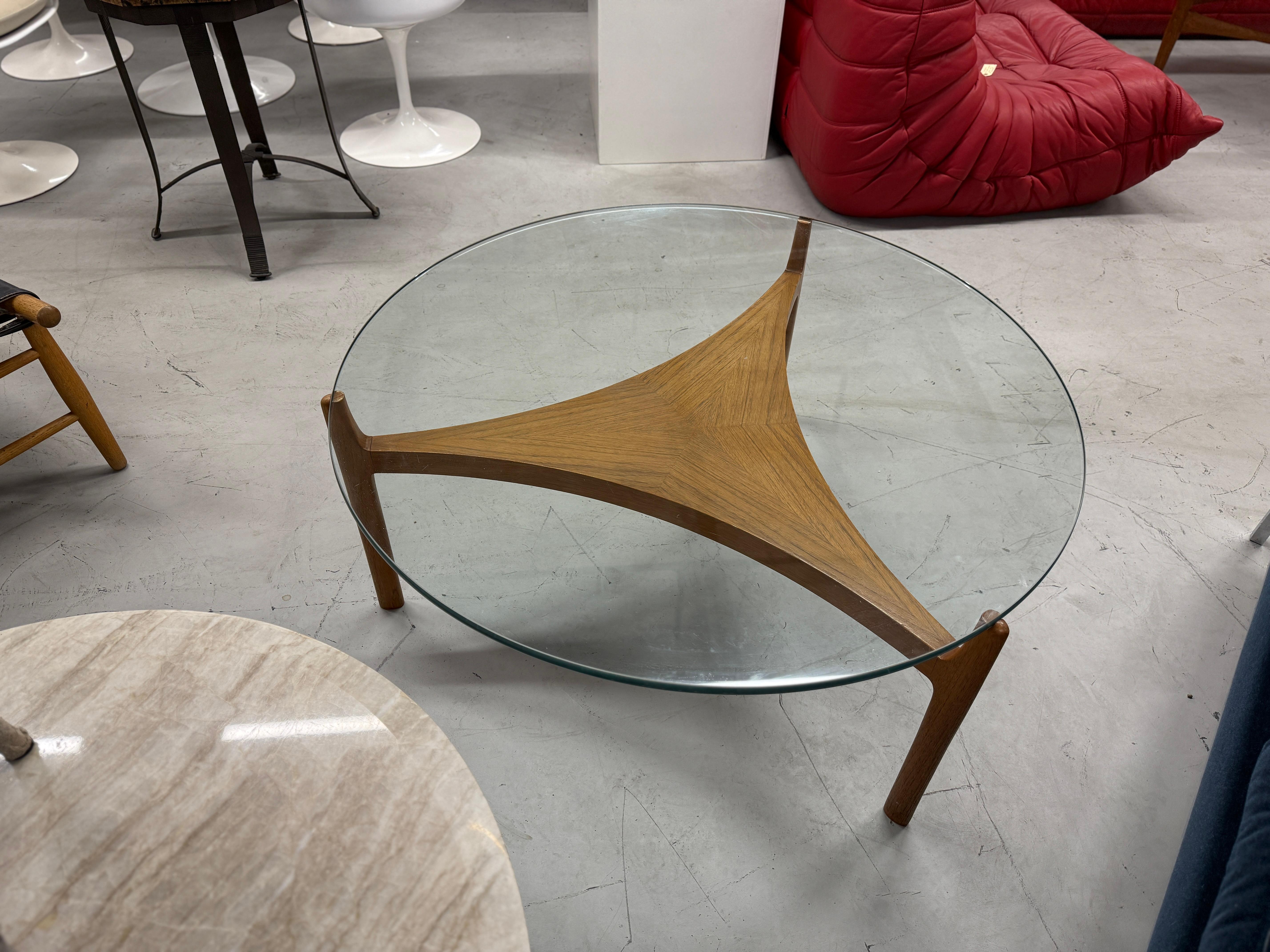 Danish Sven Ellekaer for Christian Linneberg coffee table in Teak and Glass For Sale