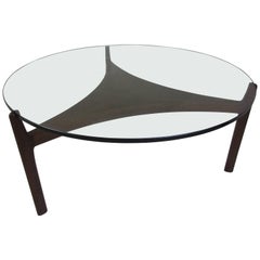 Sven Ellekaer for Christian Linneberg Teak and Glass Reverse Trefoil Coffee