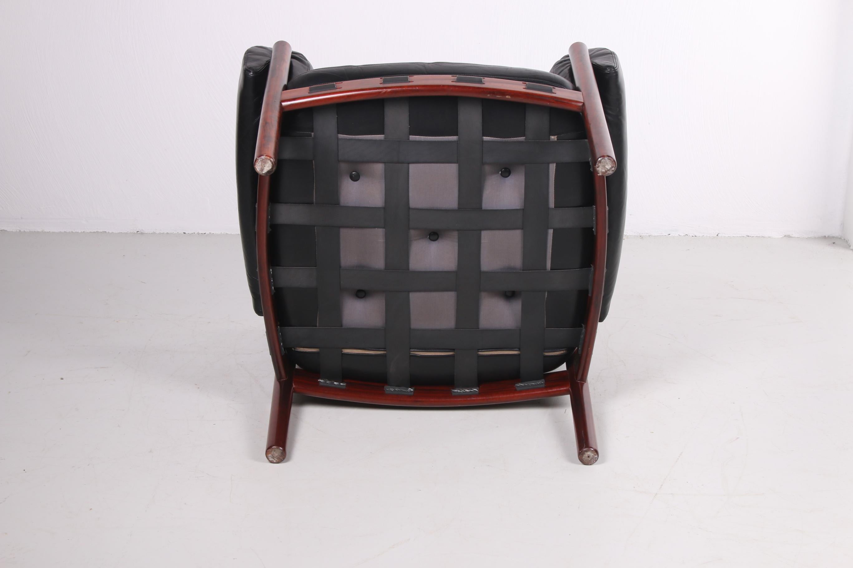 Mid-Century Modern Sven Ellekaer for Coja black leather armchair 1970s