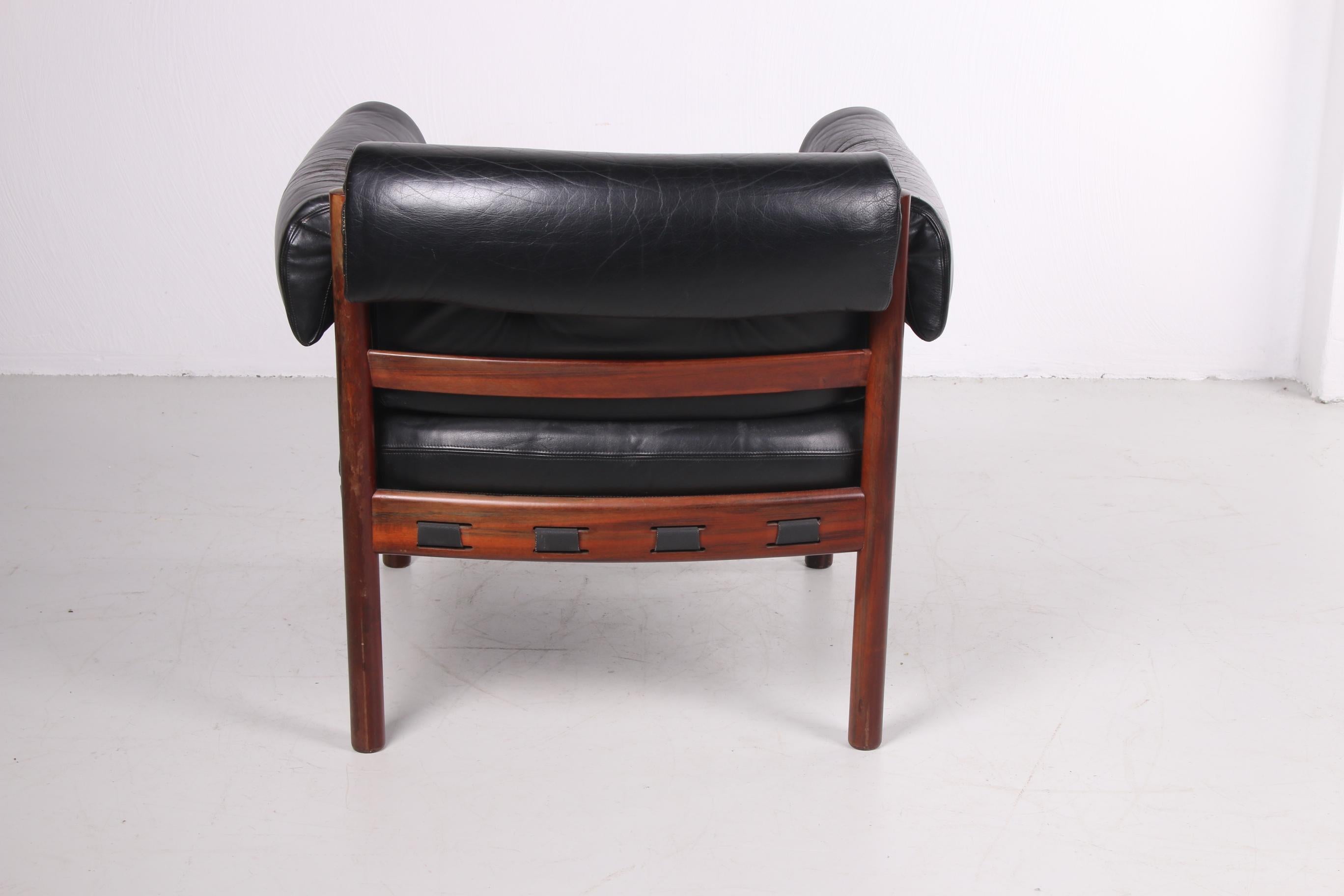 Sven Ellekaer for Coja black leather armchair 1970s In Good Condition In Oostrum-Venray, NL