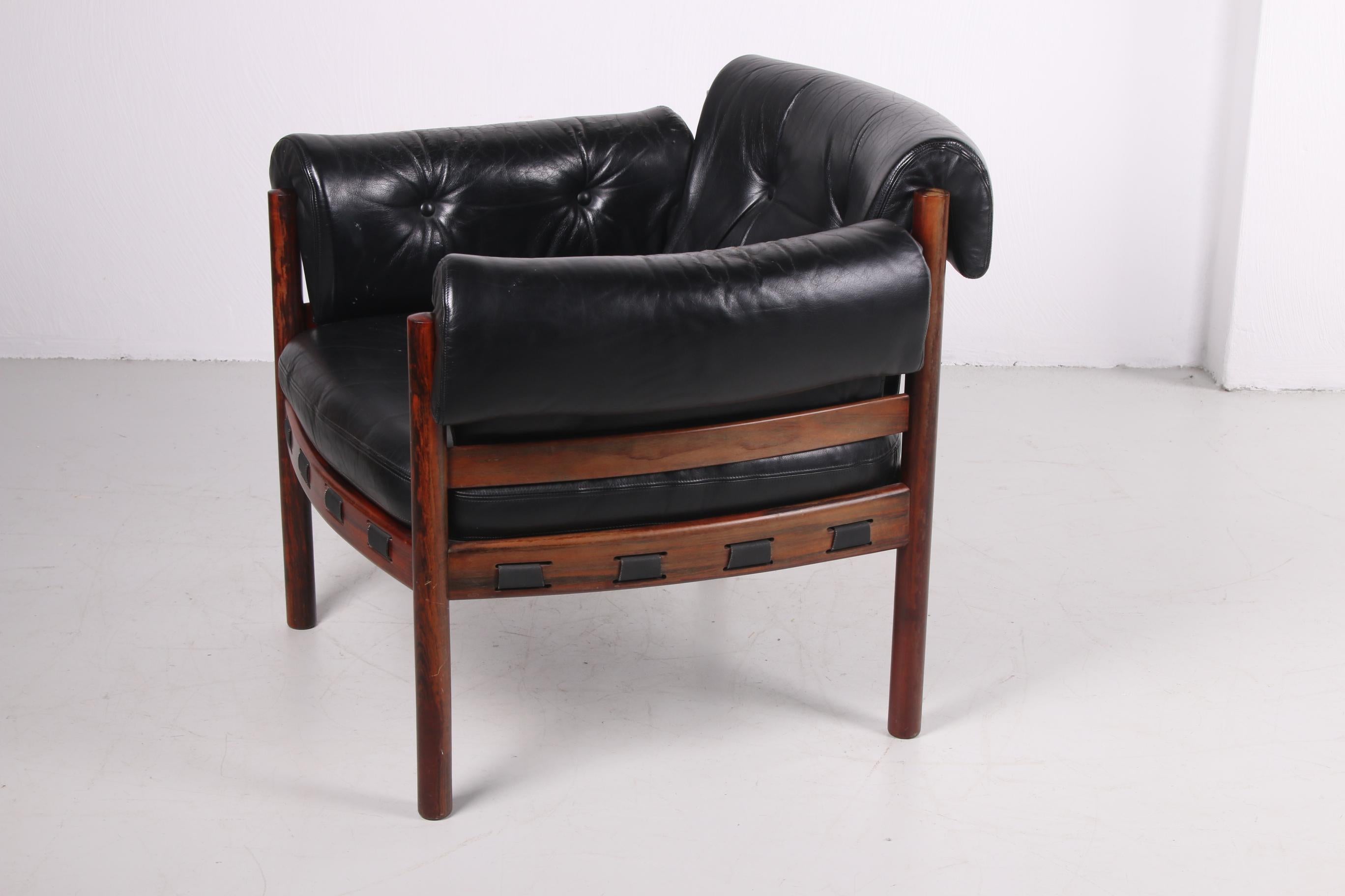 Late 20th Century Sven Ellekaer for Coja black leather armchair 1970s