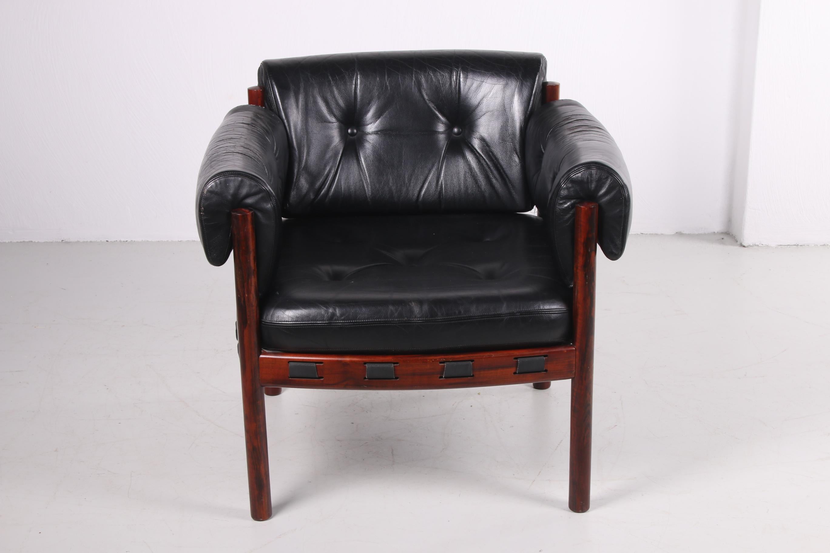 Leather Sven Ellekaer for Coja black leather armchair 1970s