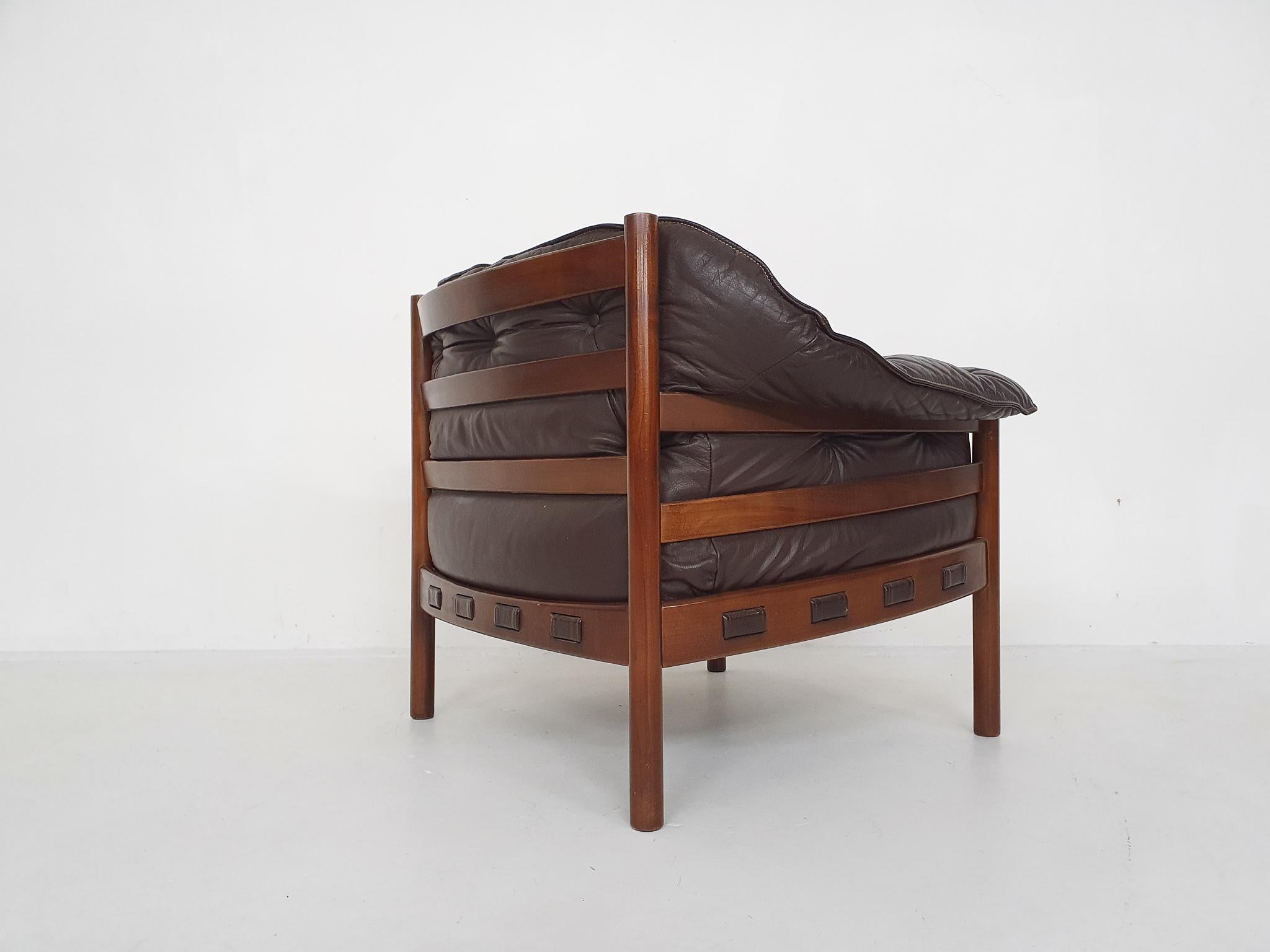 Mid-20th Century Sven Ellekaer for Coja Leather Lounge Chair, Denmark, 1960's