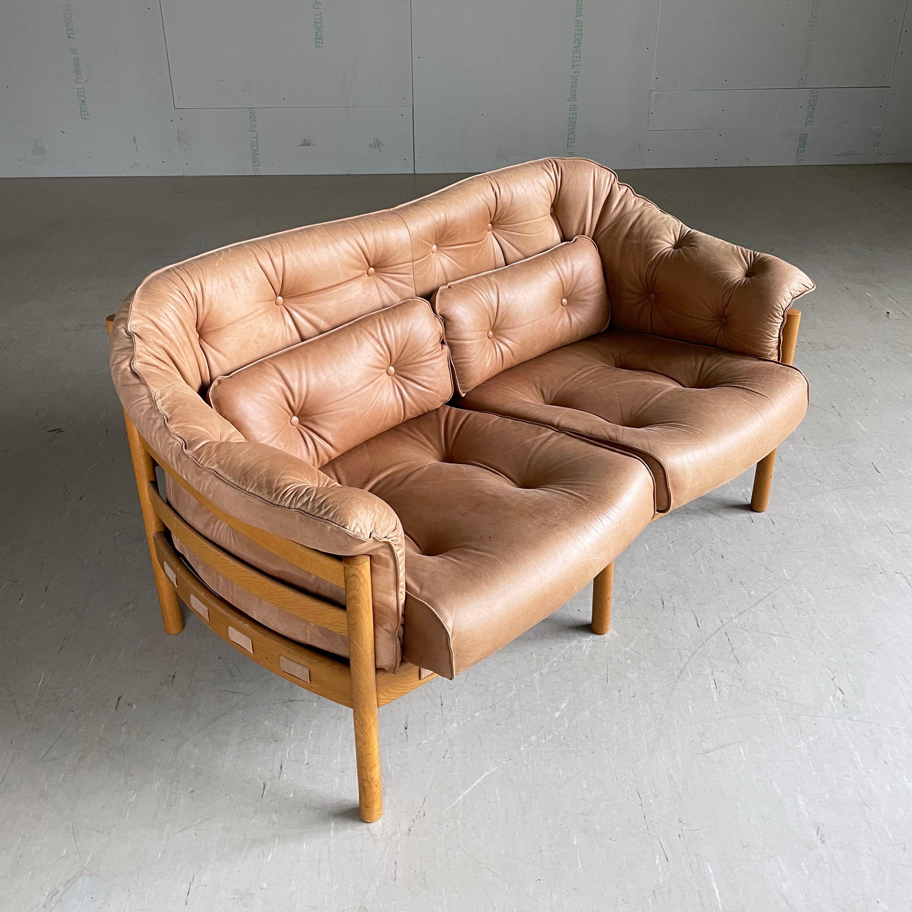Leather Sven Ellekaer leather sofa produced by Coja For Sale